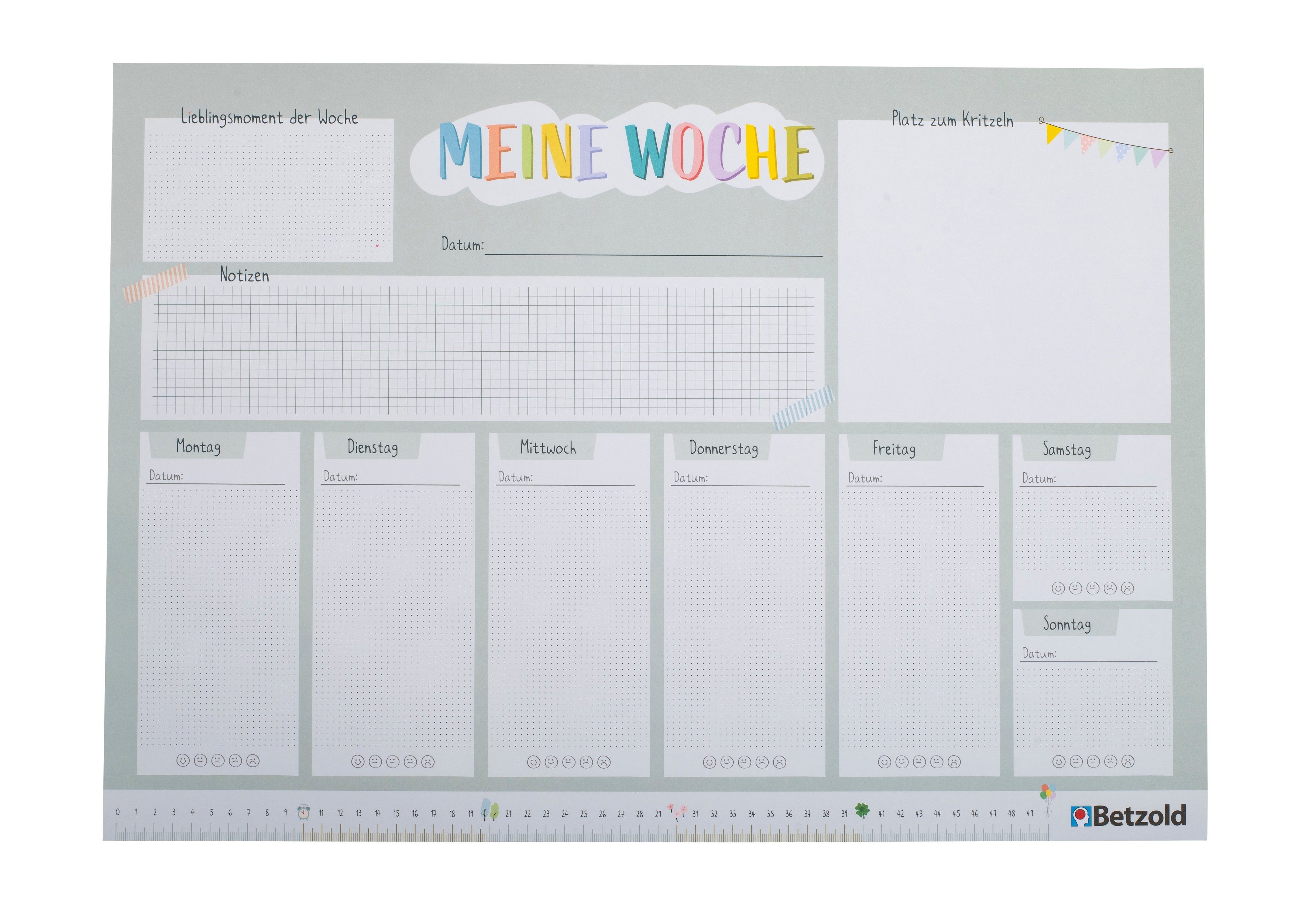Betzold Schreibtischunterlage Schreibtischunterlage „Wochenplan“, DIN A2, 60 Blatt