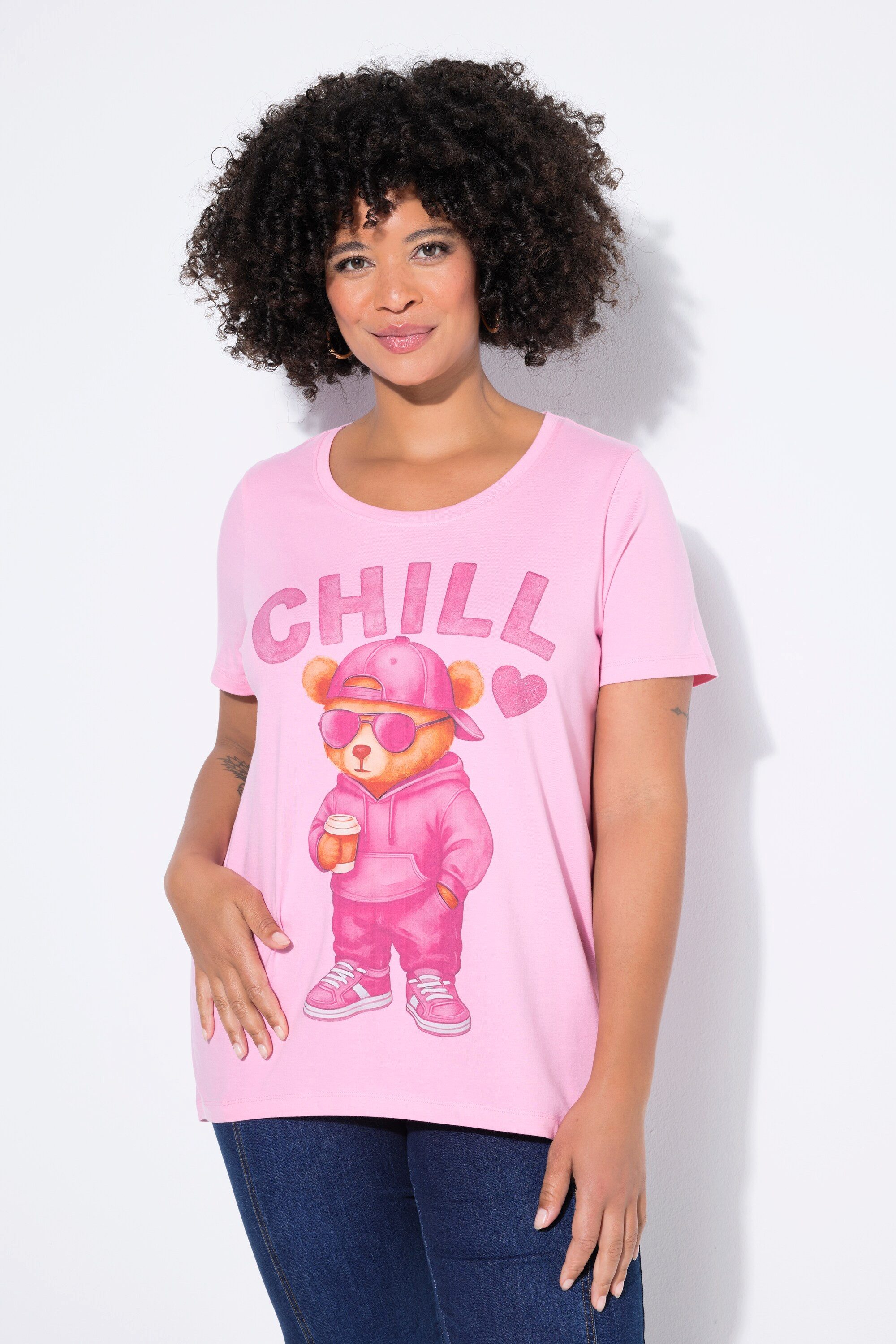Angel of Style T-Shirt T-Shirt Teddy-Motiv Saum hinten länger