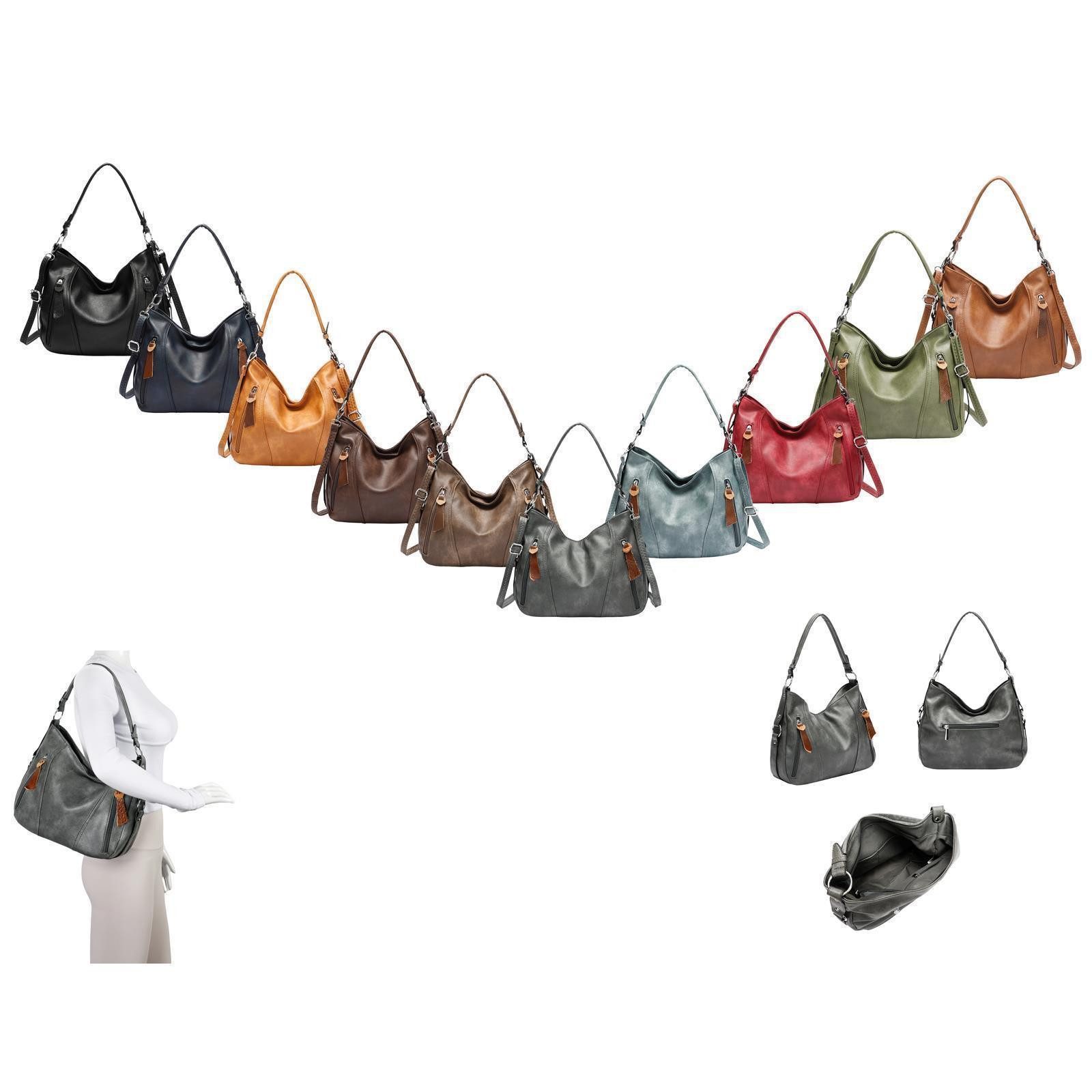 ITALYSHOP24 Schultertasche Damen Tasche Shopper Hobo-Bag günstig online kaufen