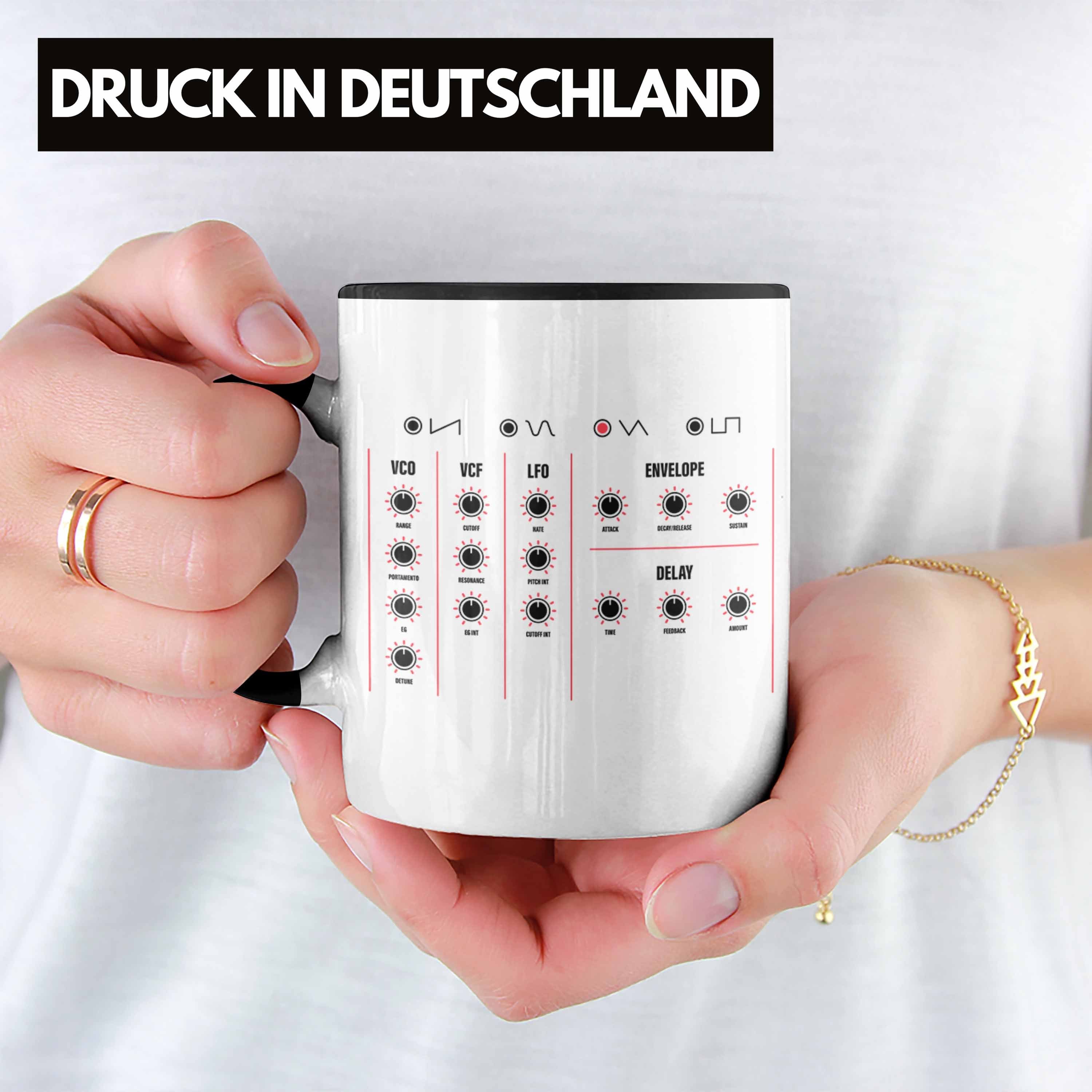 Geschenkidee - Nerd Musik Geschenk Trendation Modular Tasse Techno Trendation Tasse DJ Analog Synthesizer Musiker Schwarz