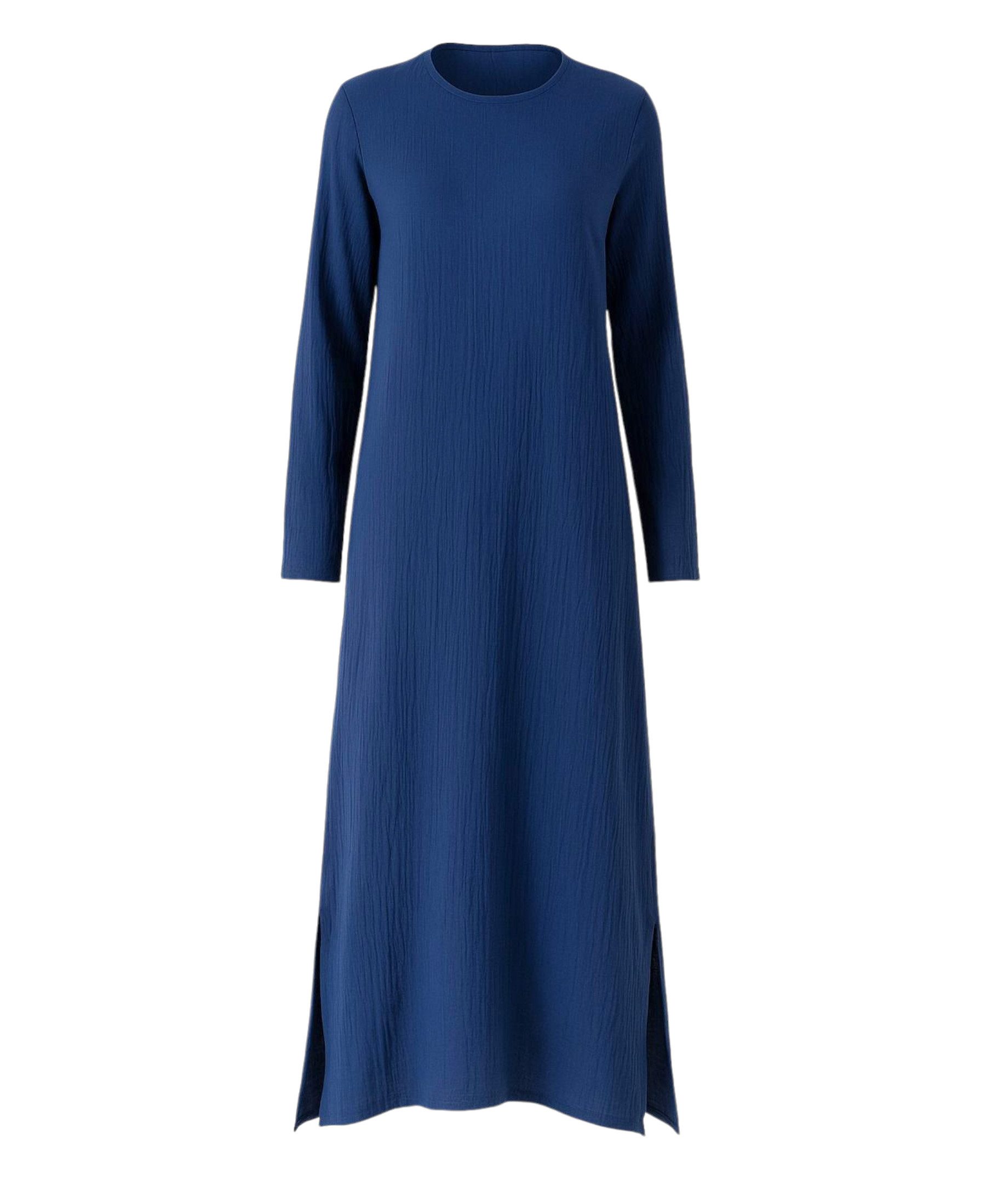 WENOR Longtunika Musselin 100 % Baumwolle 125 cm, Seitenschlitze, Modest Fashion 34–50