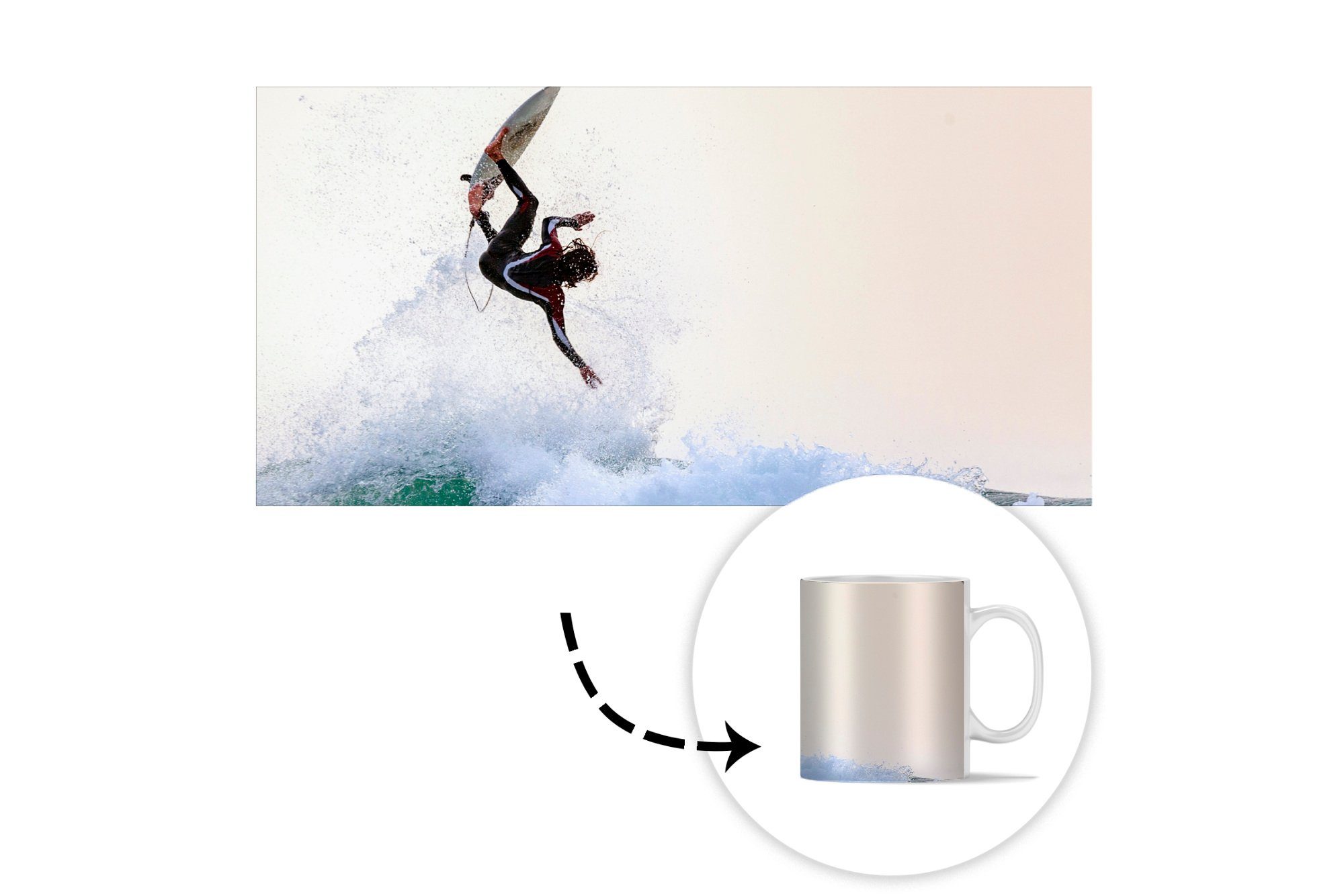 macht Becher, Teetasse, Teetasse, Trick, Geschenk Tasse Surfer MuchoWow Kaffeetassen, einen Keramik,
