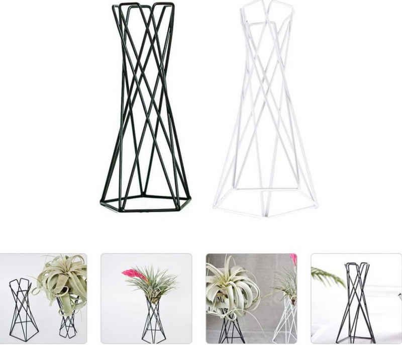 Silberstern Blumenständer Rahmen für Zimmerpflanzen, hochwertiger strukturierter Dekokorb, Blumenständerkette, Pflanzenbehälter 2er-Pack, Schwarz und Weiß