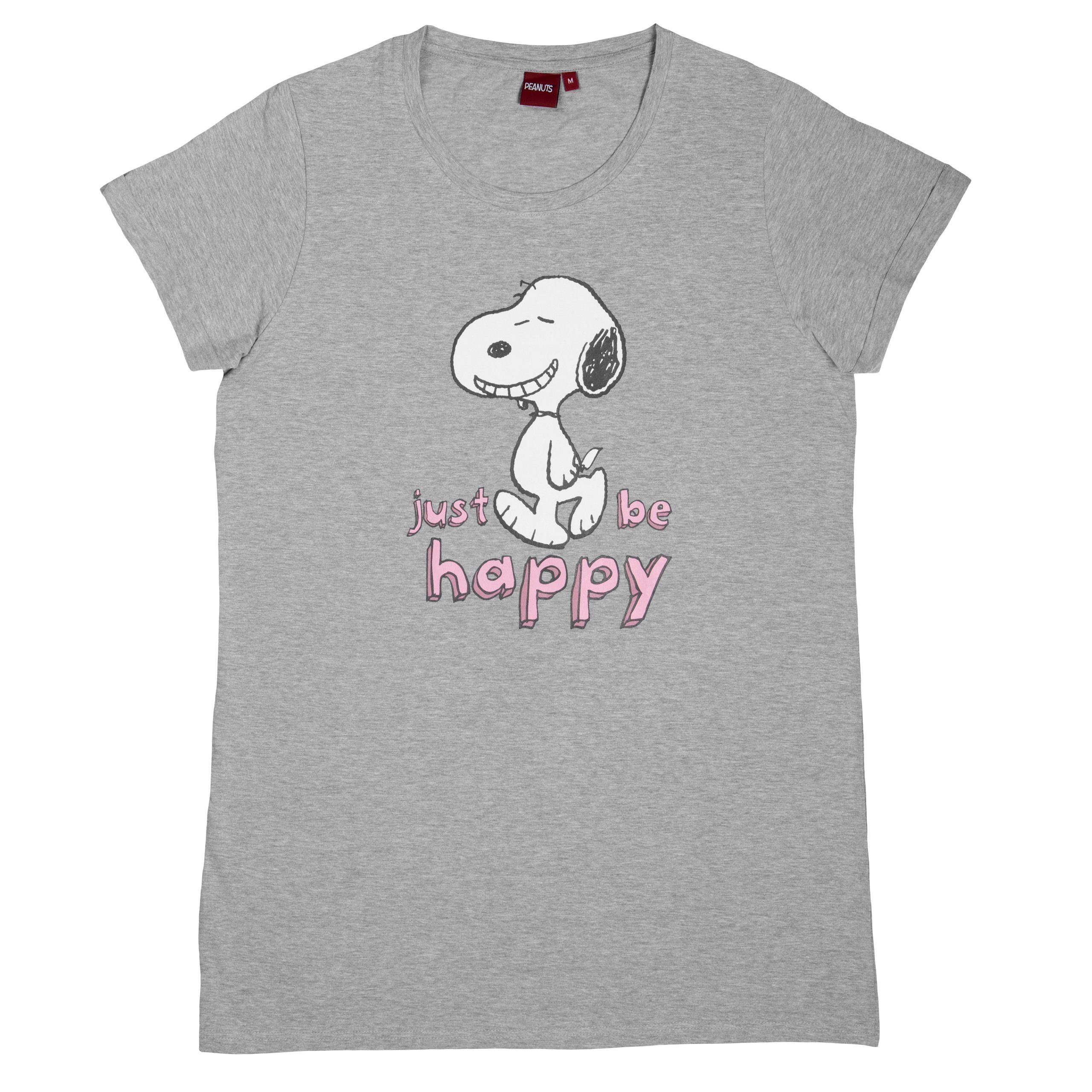 【Öffnung】 United Labels® für T-Shirt Grau Peanuts T-Shirt Damen Snoopy - The Bigshirt