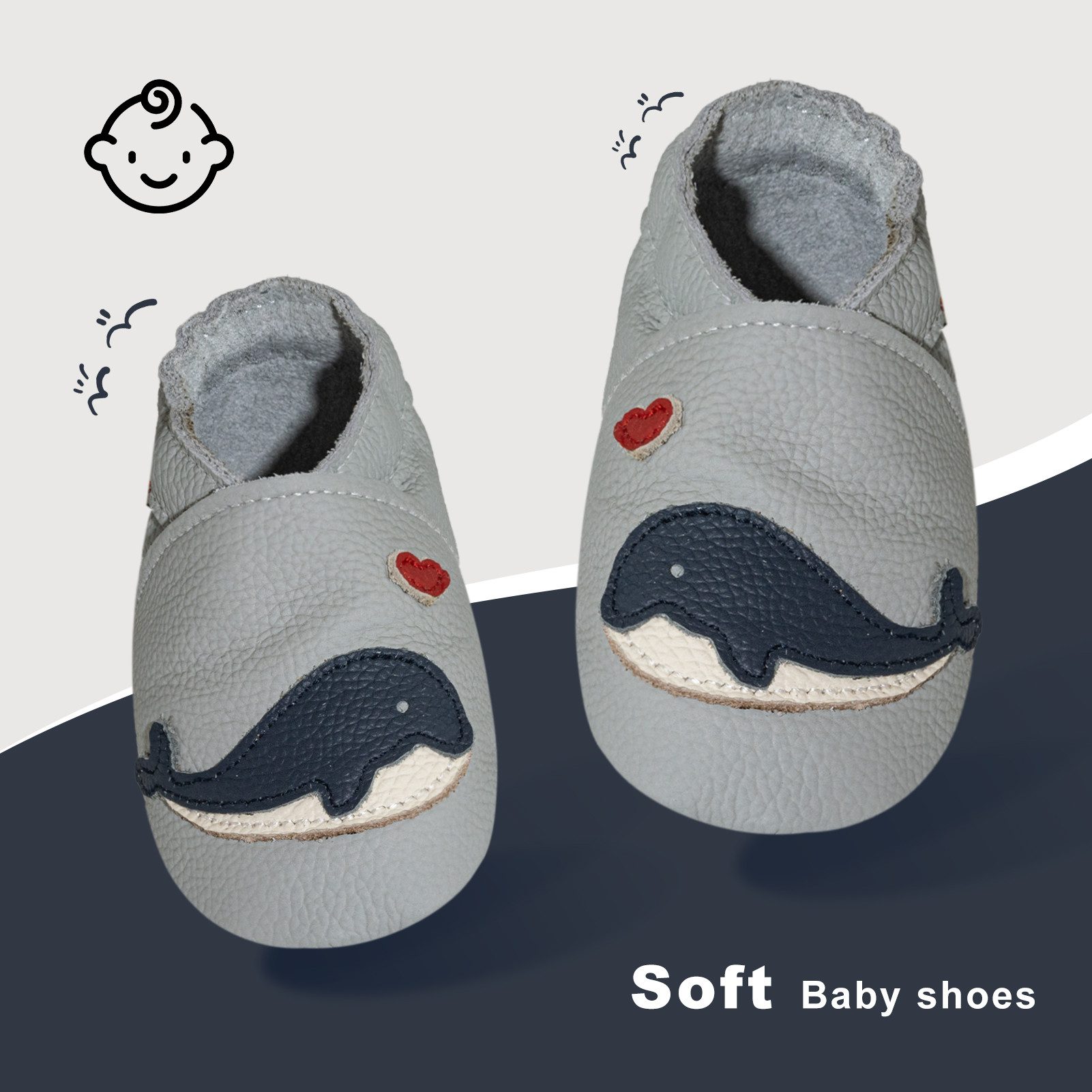 Yalion Weiche Leder Lauflernschuhe Hausschuhe Lederpuschen Krabbelschuh