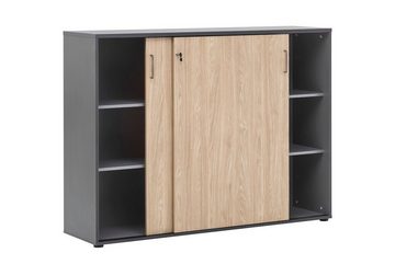 MÖBELPARTNER Aktenschrank Schiebetürenschrank Hippo, Large, HxBxT 120x160x40 cm, Eiche