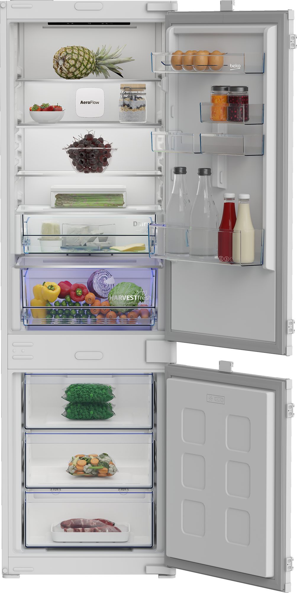 BEKO Einbaukühlgefrierkombination B7BCNA296HS, 177,5 cm hoch, 54 cm breit, Große Kapazität und HarvestFresh für Frische, die bleibt – Bild 3 von 5