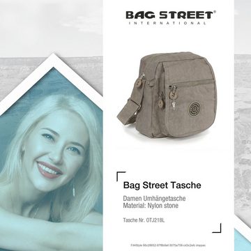 BAG STREET Umhängetasche Bag Street Damenhandtasche Umhängetasche (Umhängetasche), Umhängetasche Nylon, stone, grau ca. 20cm x ca. 22cm