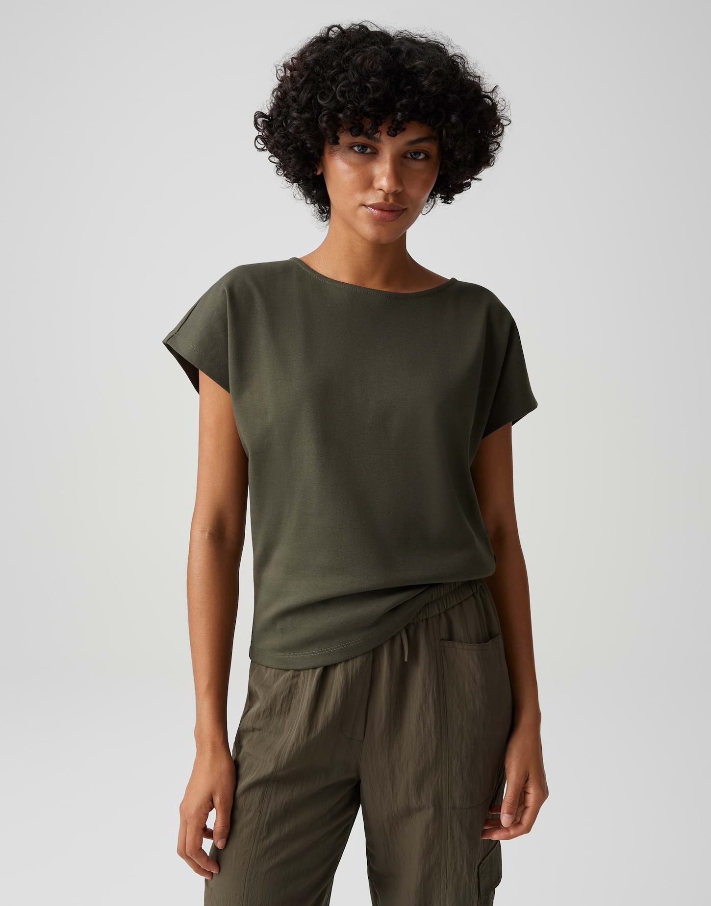 OPUS Kurzarmshirt Suschel aus Jersey mit lockerer Passform weich fließender Fall, glatter Griff, Casual