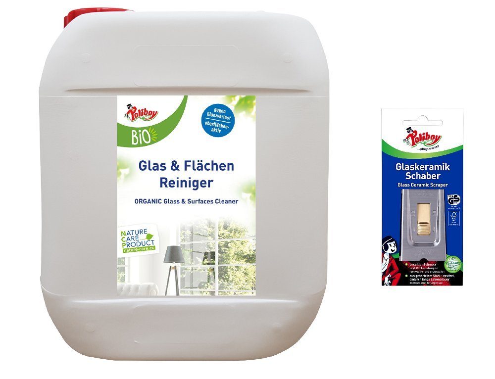 poliboy Poliboy Bio Glasreiniger 5 Liter + Glaskeramik Schaber Glasreiniger (2-St)