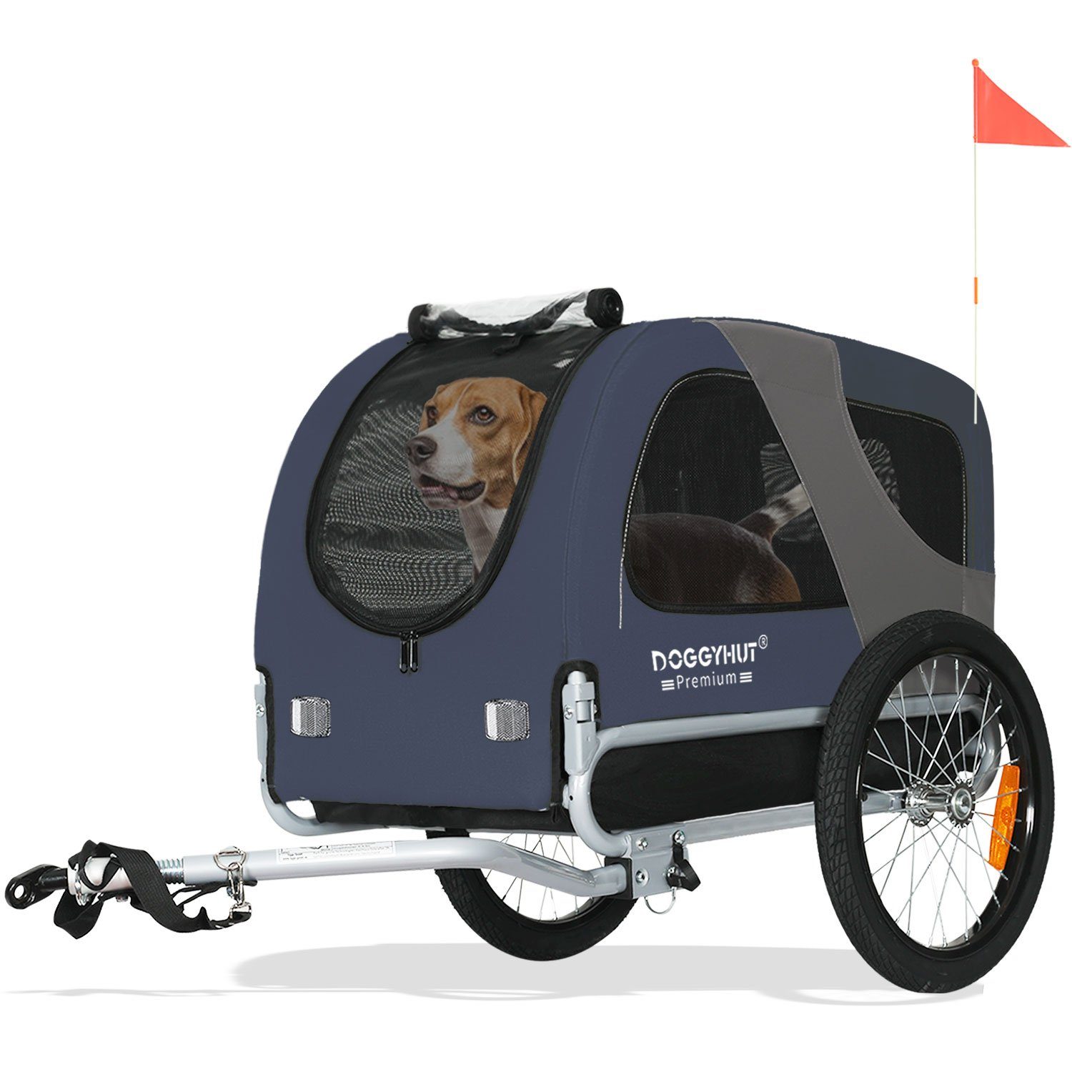 TIGGO Fahrradkinderanhänger DOGGYHUT® MEDIUM Hundefahrradanhänger Hundeanhänger Fahrradanhänger, Verstellbare Sicherheitsleine