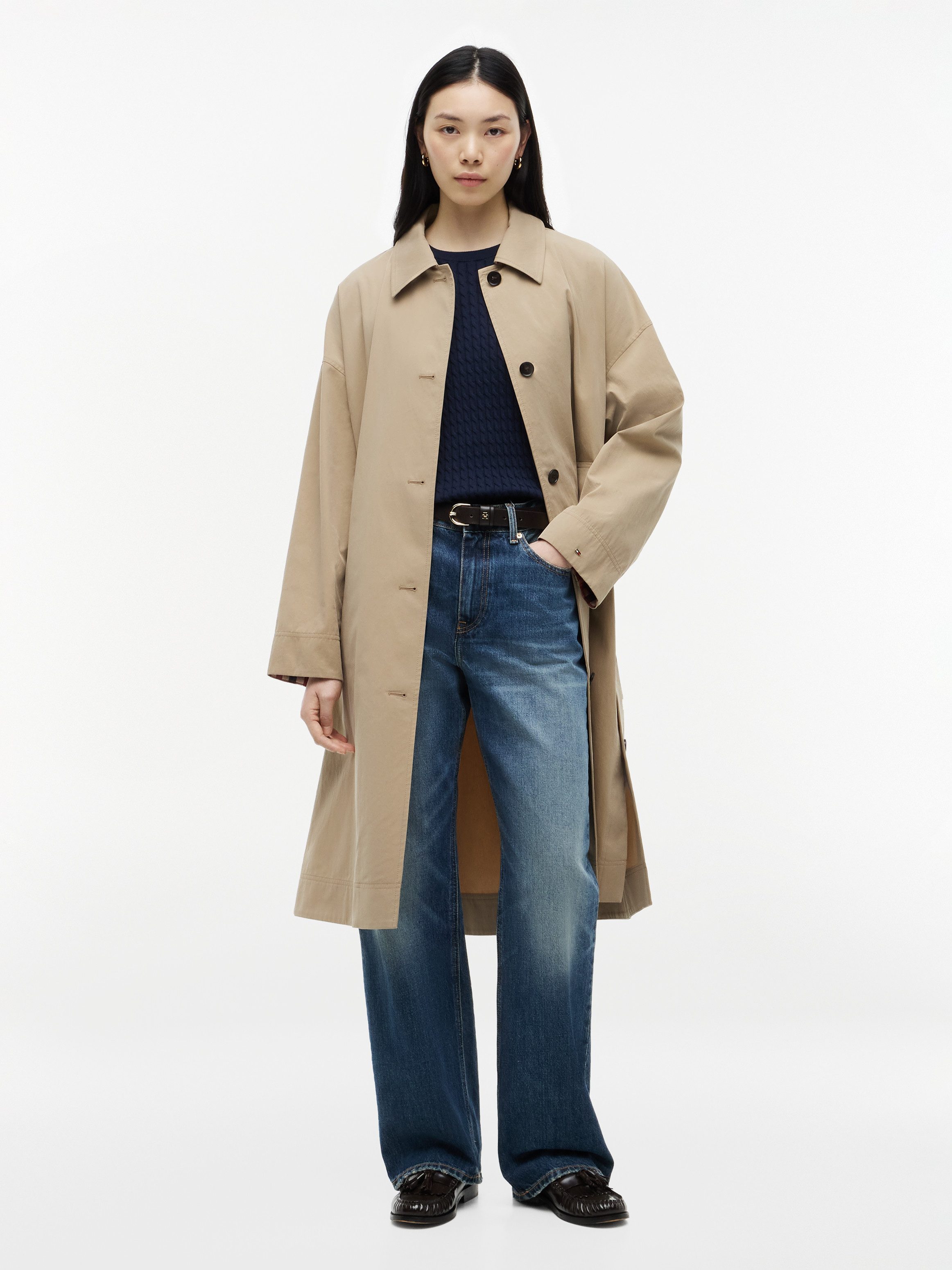 Tommy Hilfiger Trenchcoat COTTON COAT Eleganter Umlegekragen, aus Baumwollmischung
