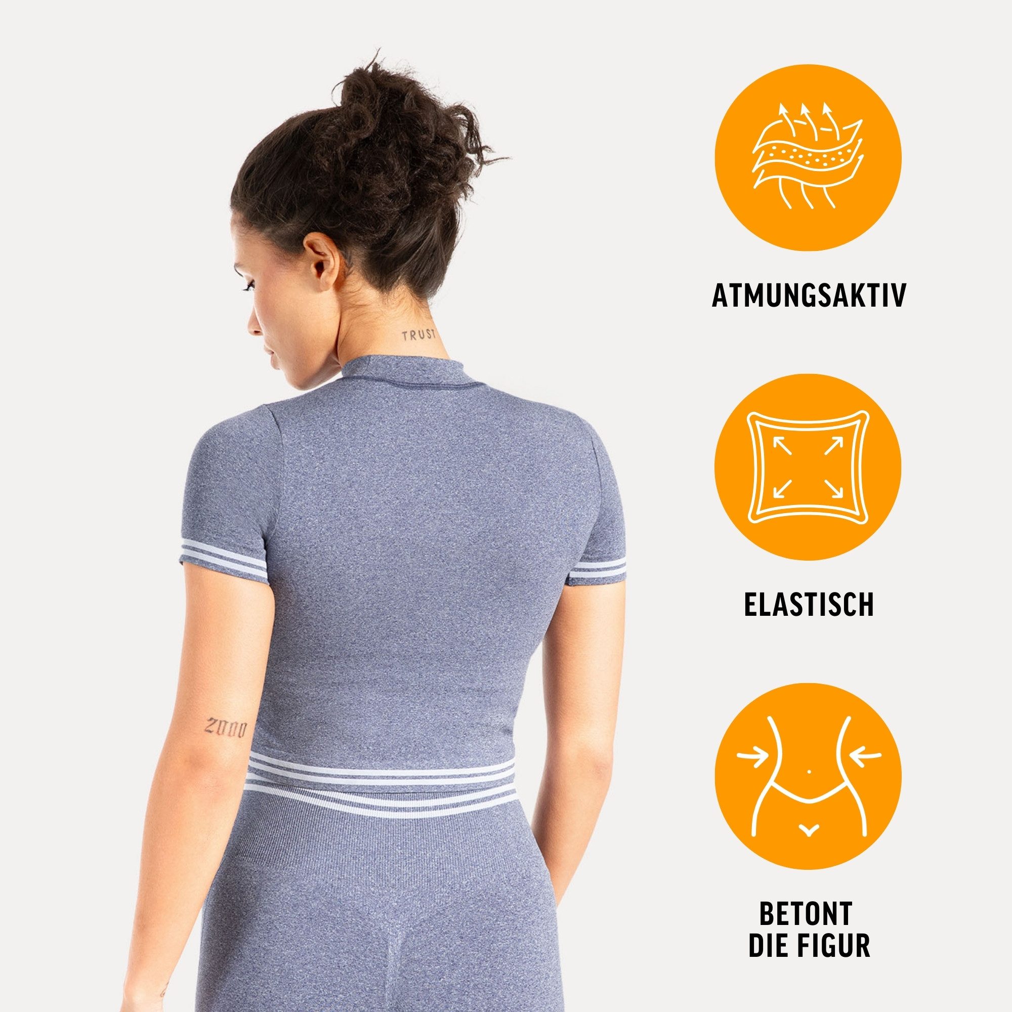 Smilodox T-Shirt Miriel, Gym Oberteil Crop Shirt mit elastischem Bund, figurformend Elastisch, blickdicht, bauchfrei Bequeme Passform Sport Alltag