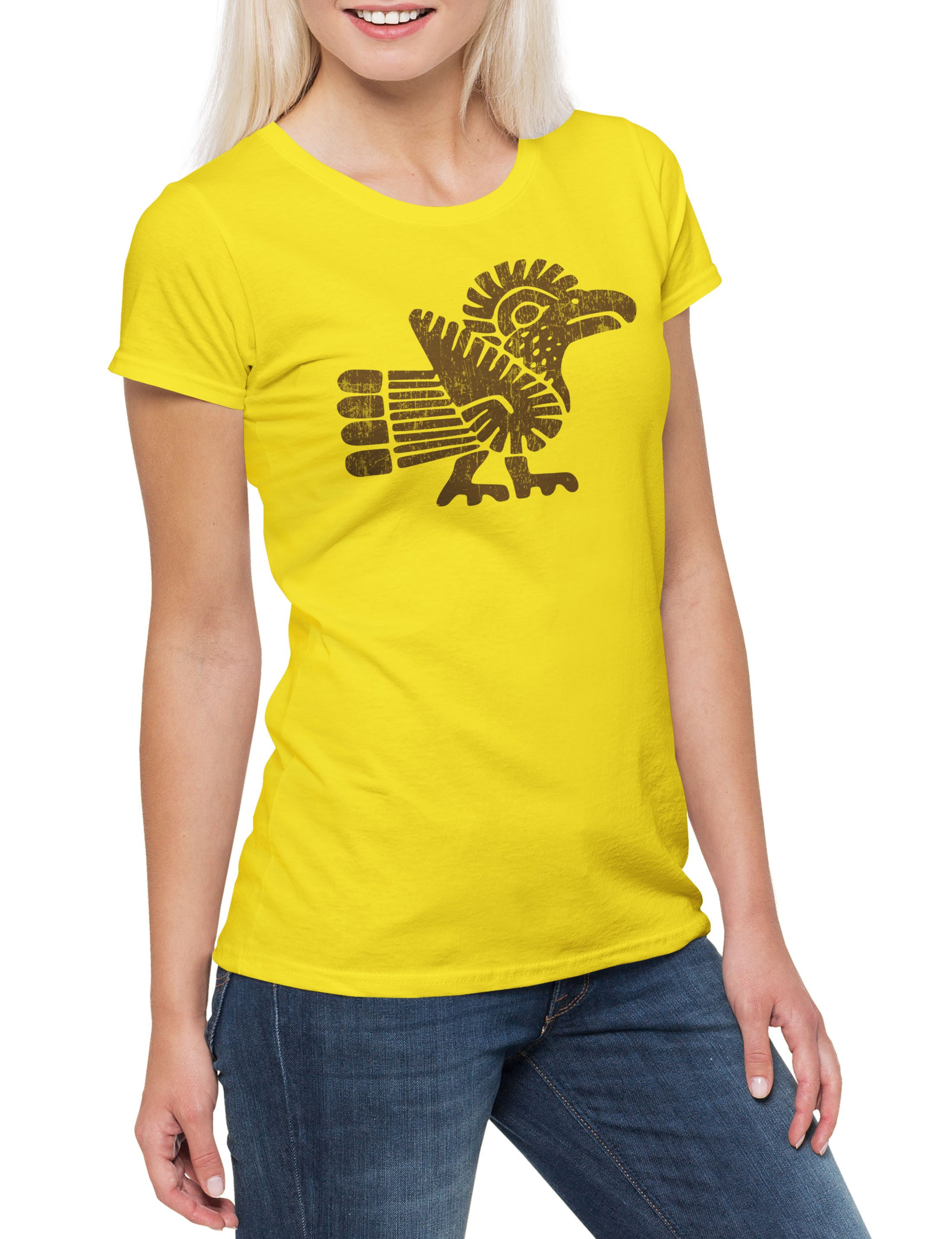 Print-Shirt Aztec Bird III Damen T-Shirt Aztecs Azteken Inka Maya Mayans Mayas