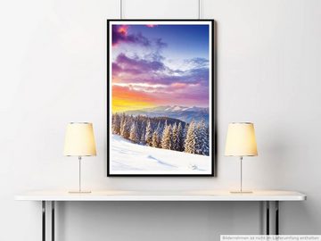 Sinus Art Poster Landschaftsfotografie 60x90cm Poster Fantastischer Morgen im Schnee Ukraine