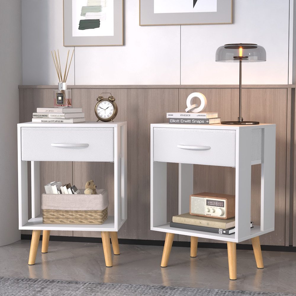 OYRREU Nachttisch Set mit Schubladen, 2 platzsparende Nachtkommoden, OTTO'S CHOICE (Holzoptik 40x30x60 cm, Nachtschrank-Set 2-tlg. Kombination), 2er Beistelltisch platzsparendes Design, harmonisch