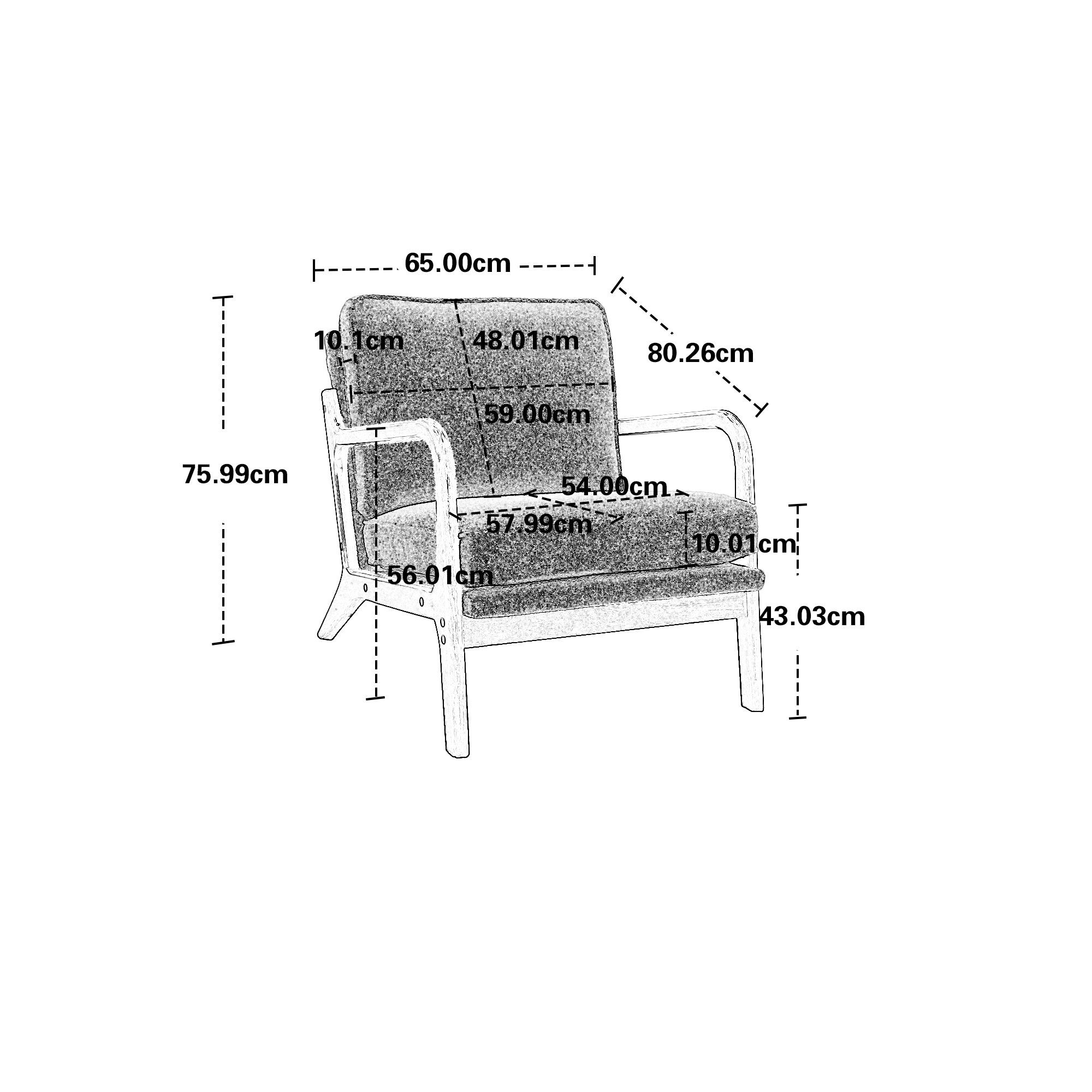 Massivholzsessel Fangqi Schwarz mit Sitzkissen cm Rückenlehne, 54 und Sitztiefe Sessel