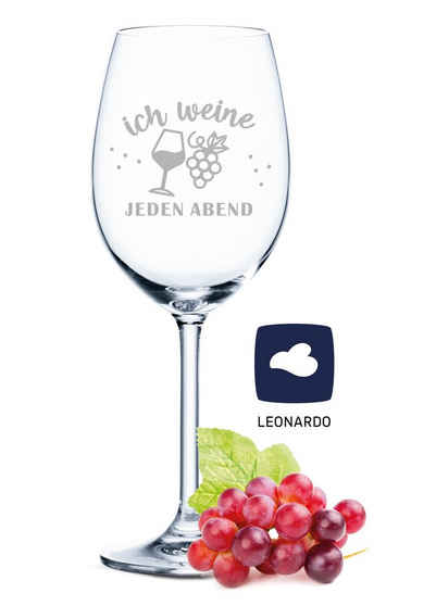 GRAVURZEILE Rotweinglas Leonardo Weinglas mit Gravur - Ich weine jeden Abend, Glas, graviertes Geschenk für Partner, Freunde & Familie