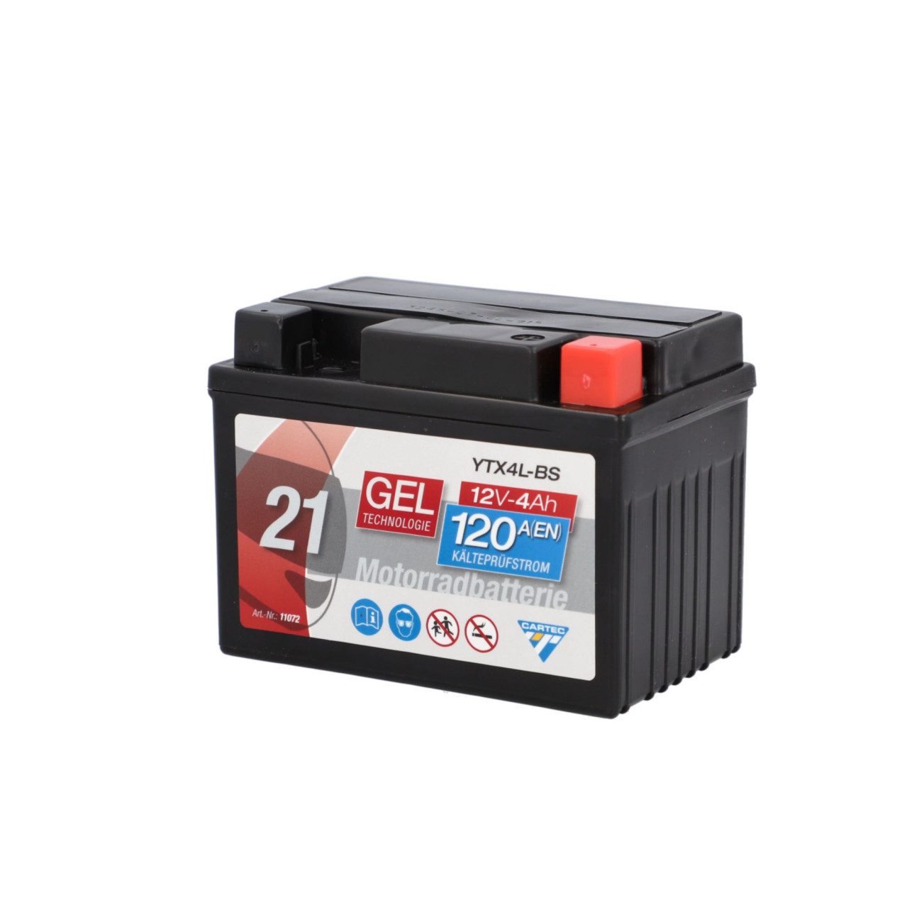 CARTEC Cartec Gel Motorradbatterie YTX4L-BS 4Ah 120A Batterie