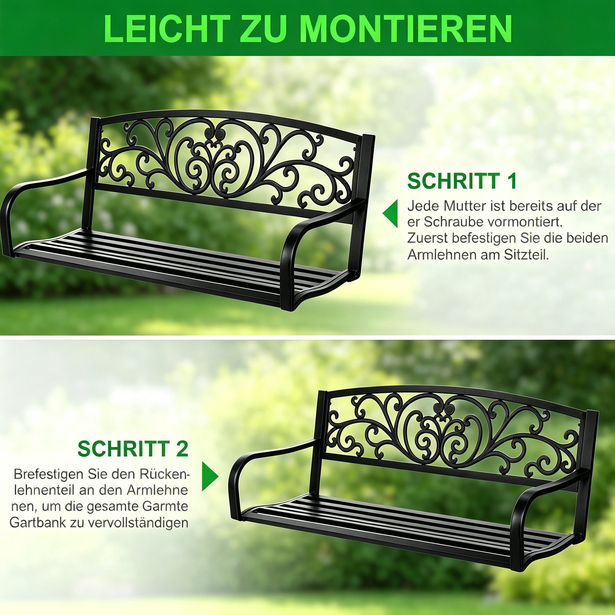 LEADZM Gartenlounge-Bank Gartenbank, Eisenbank