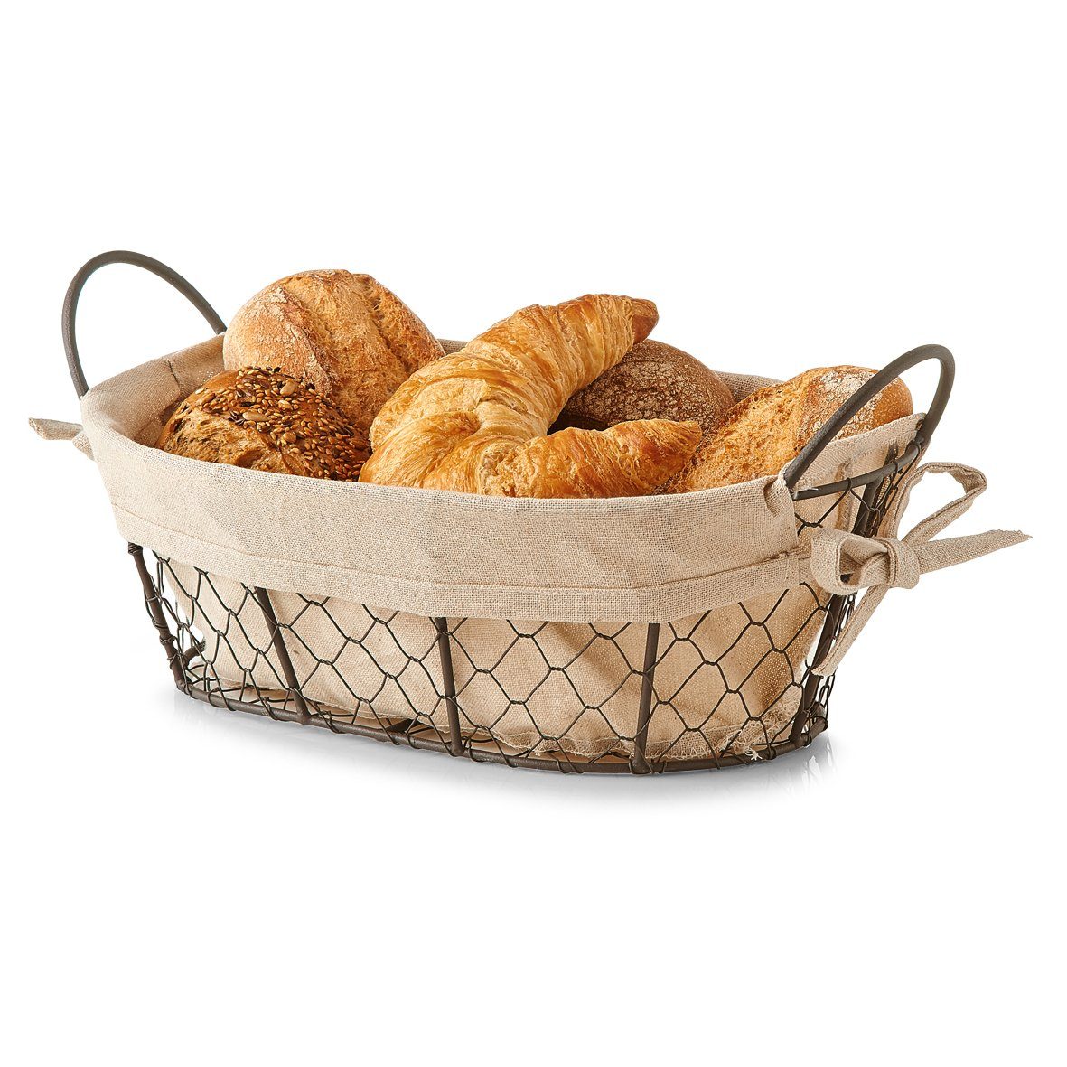 Basera® Aufbewahrungskorb Brotkorb / Obstkorb mit waschbarem Stoffeinsatz (1 St), 26 x 17 x 9 cm