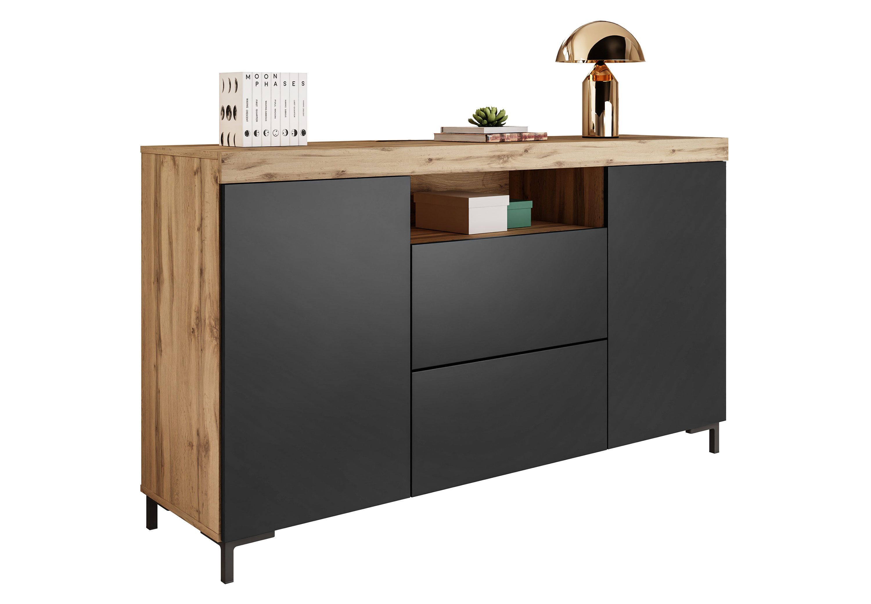 Lookway Kommode Yoshi mit Beinen und Schubladen im Industrial Design, Breite: 164 cm