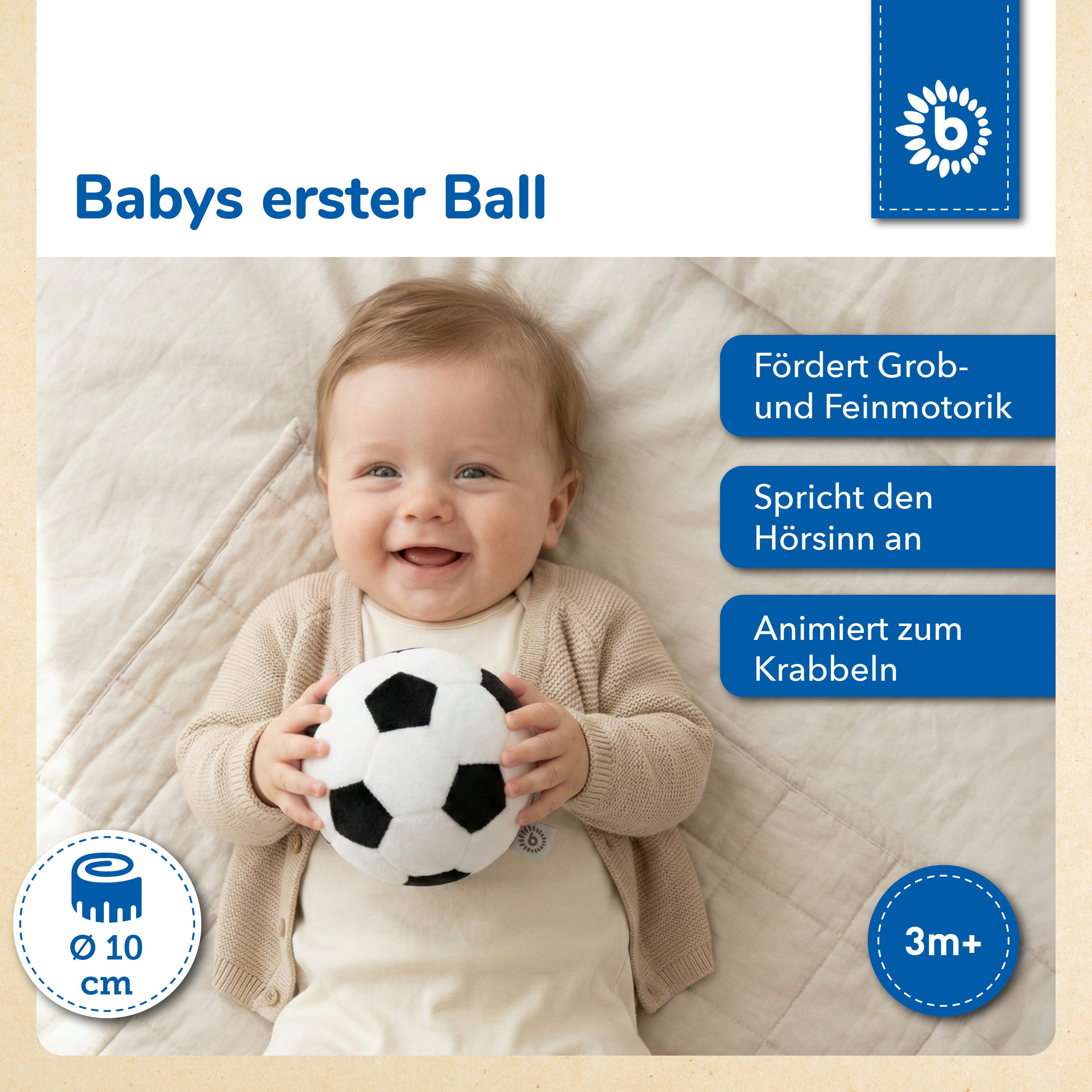 BIECO Greifspielzeug Bieco Softball Fußball mit Rassel, Ø 10 cm