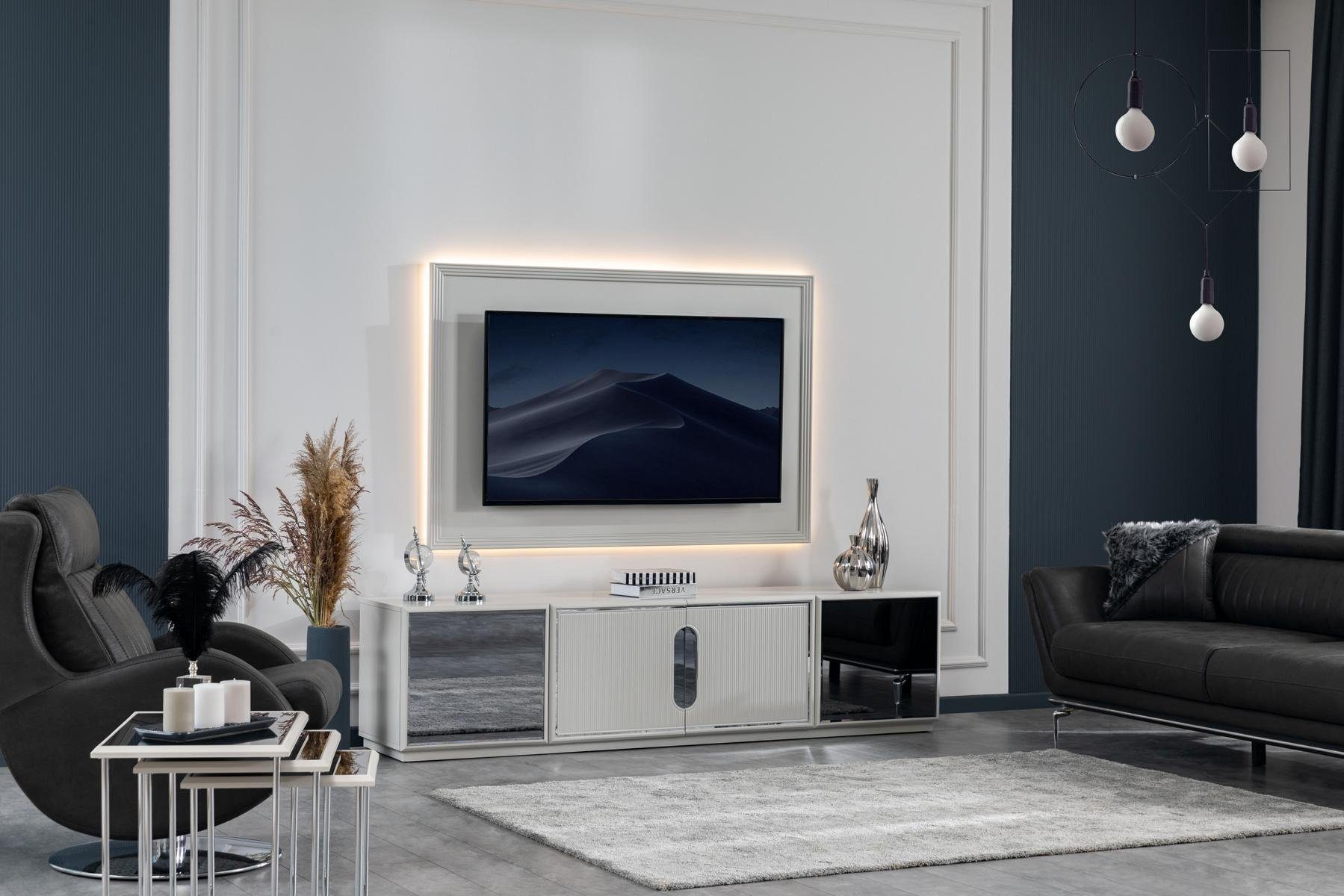 JVmoebel Wohnzimmer-Set Luxus Wohnzimmer Set TV-Ständer Fernsehwand Lowboard, (2-St., Nur TV-Ständer + Fernsehwand), Made in Europe
