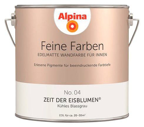 Alpina Wand- und Deckenfarbe Feine Farben No. 04 Zeit der Eisblumen®, Kühles Blassgrau, edelmatt, 2,5 Liter Zeit der Eisblume No.04