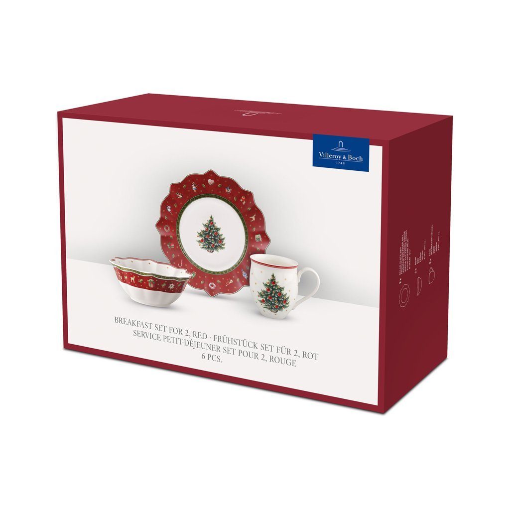 Villeroy & Boch Frühstücks-Geschirrset Toy's Delight Breakfast f. 2 Set (6-tlg), 2 Personen, Porzellan, Premium Porcelain, 6 Stck, Handw., mikrow.sicher