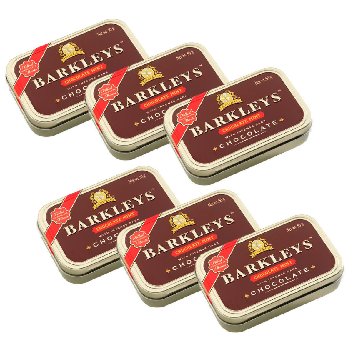 BARKLEYS Süßigkeit, Barkleys Chocolate Mint Dragees mit Zartbitterschokolade 50g 6er Pack