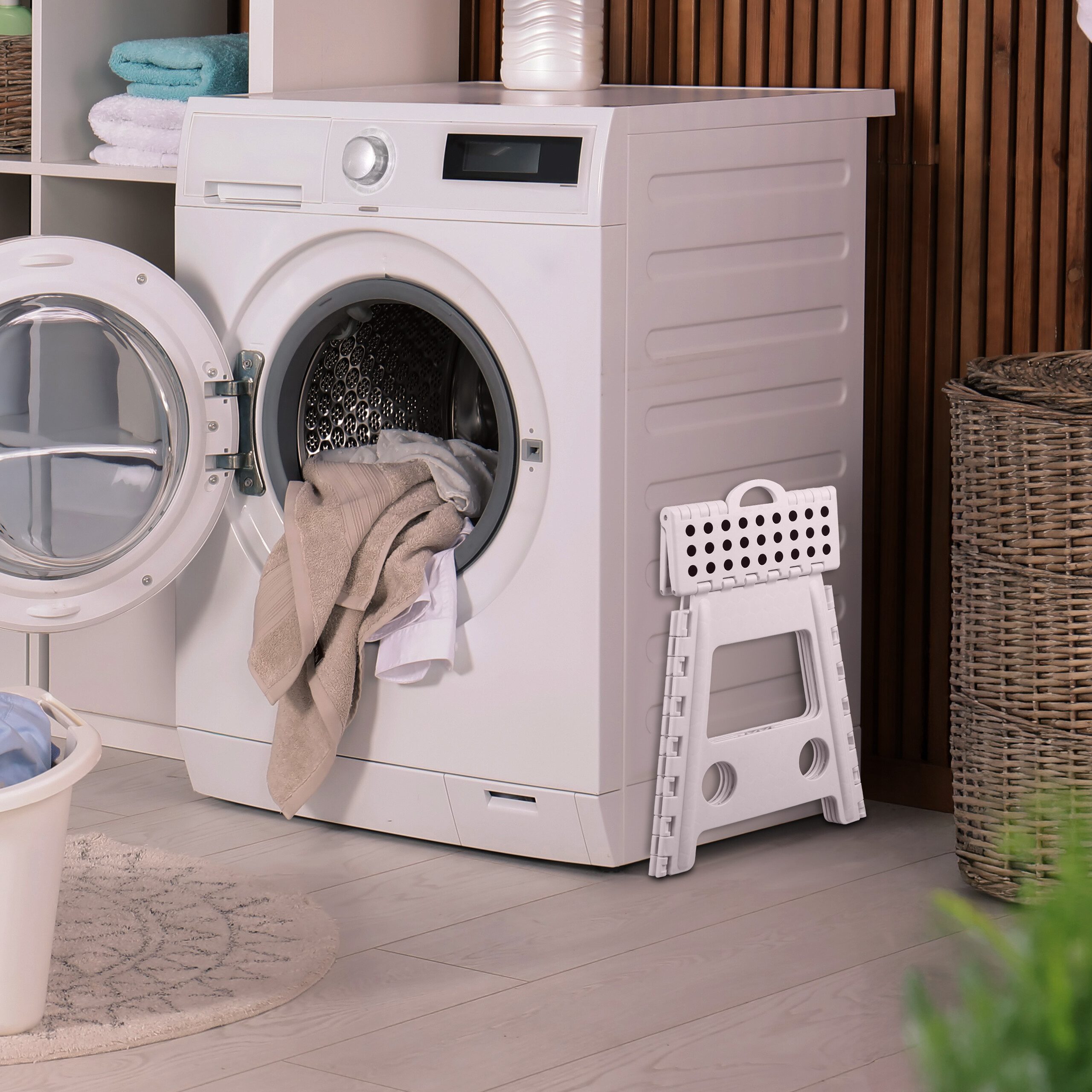 relaxdays Sitzhocker Klapphocker faltbar XL, Weiß günstig online kaufen