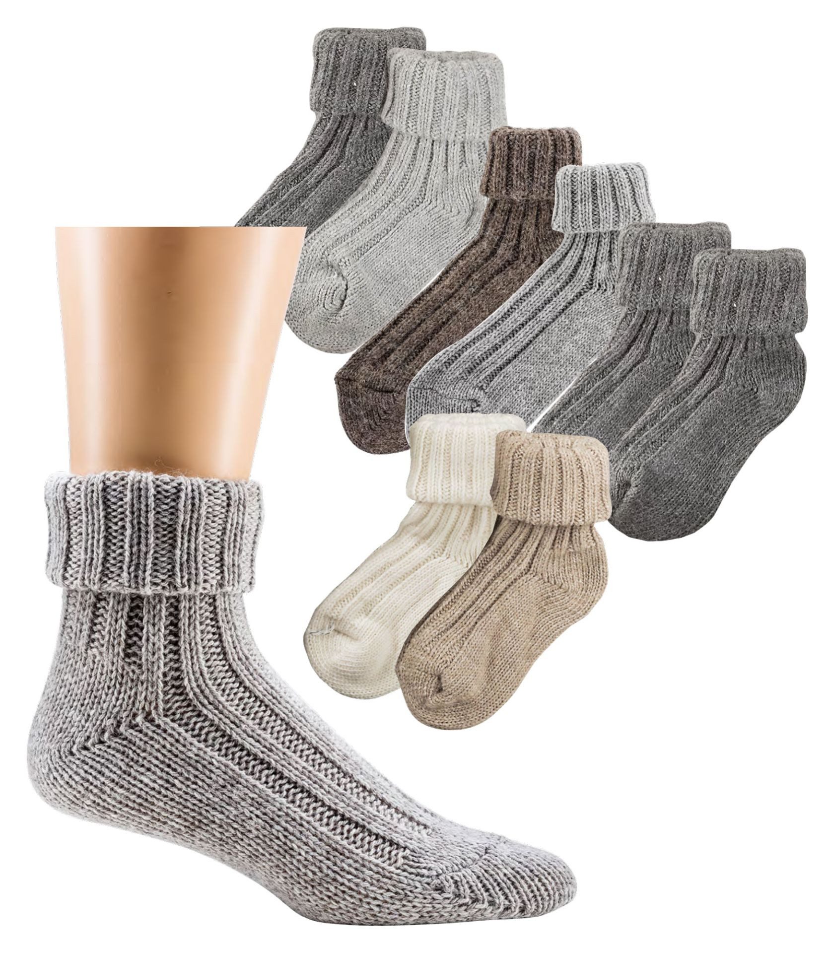 Wowerat Umschlagsocken Softe Umschlag Socken mit Schaf und Alpaka Wolle für Damen Herren (2 Paar) doppelter Umschlag