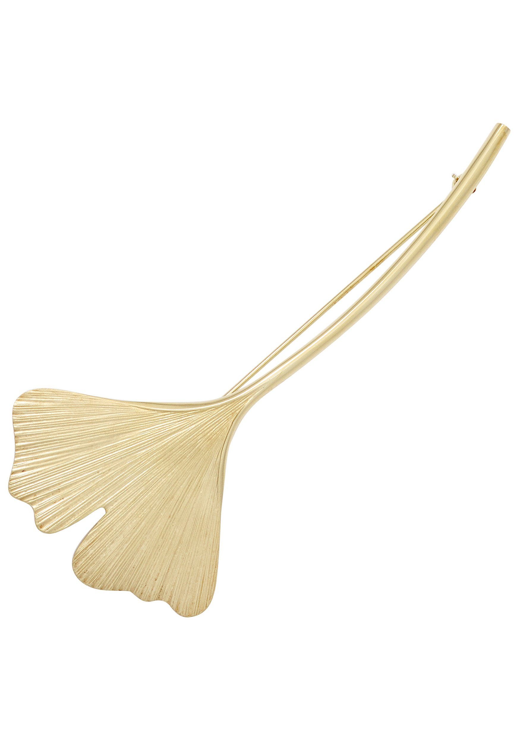 JOBO Brosche Goldbrosche Ginko Ginkgo 33 mm, 375 Gold