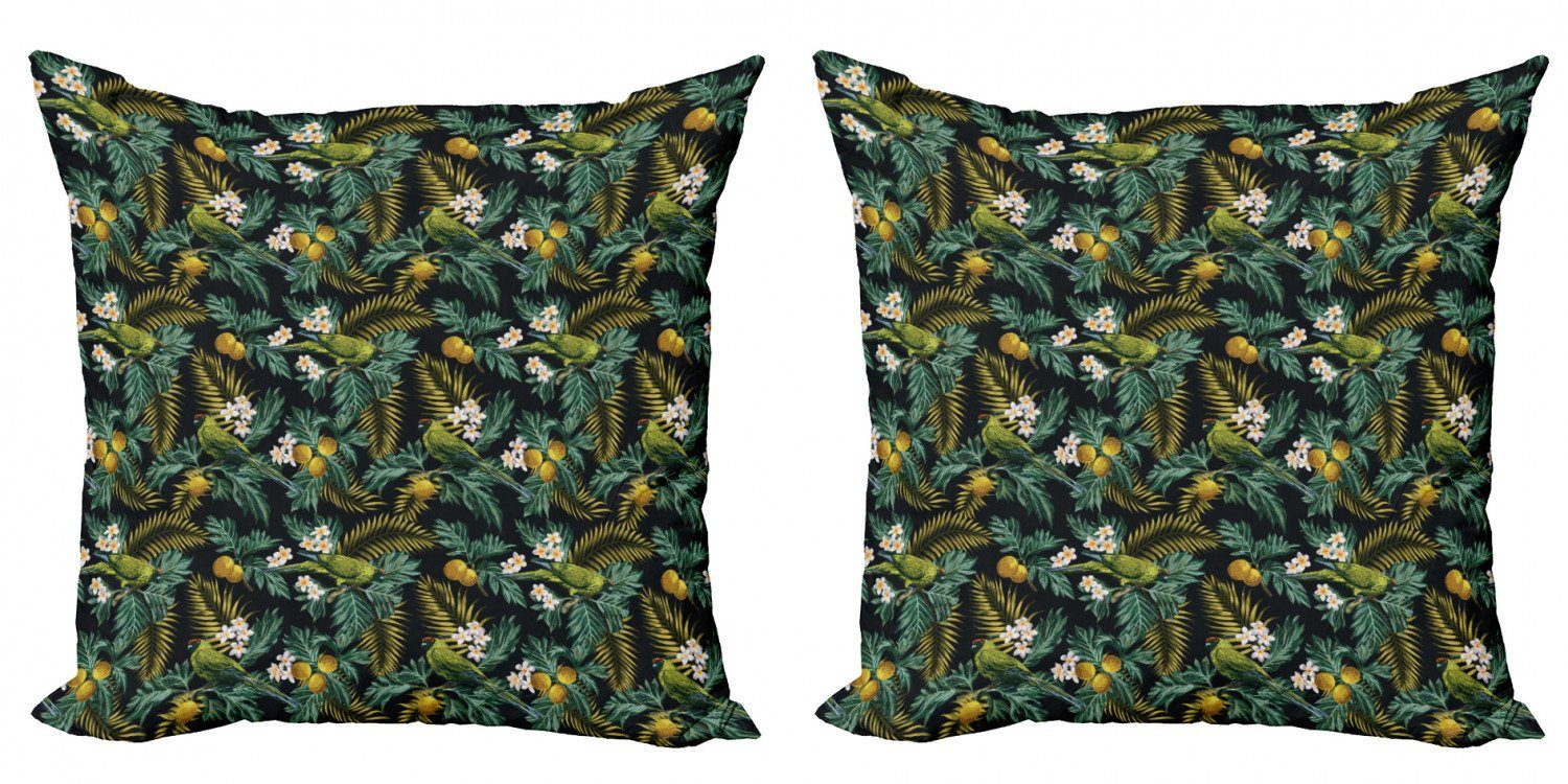 Kissenbezüge Modern Accent Doppelseitiger Digitaldruck, Abakuhaus (2 Stück), Tropisch Palm Plumeria und Vogel