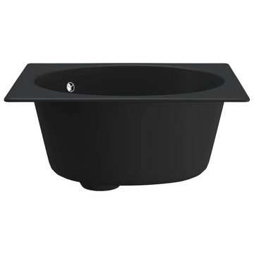 vidaXL Granitspüle Küchenspüle mit Überlauf Schwarz Granit, 48/48 cm