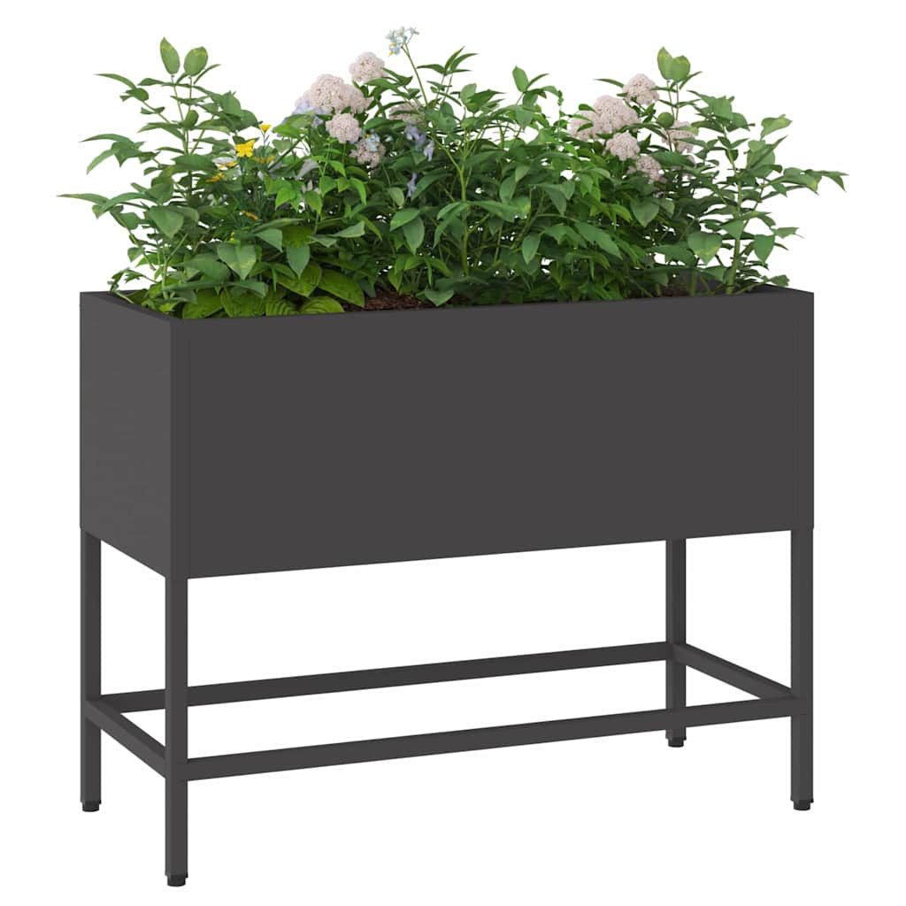 vidaXL Hochbeet Hochbeet Gartenpflanzer Schwarz 60 x 26 x 45 cm Stahl (1 St günstig online kaufen