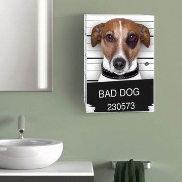 banjado Medizinschrank Stahl Bad Dog Jack Russel (abschließbar, 3 große und 2 kleine Fächer) 35 x 46 x 15cm