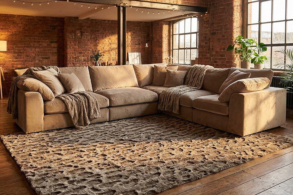 riess-ambiente Designteppich DUNE 230x160cm taupe - Polyester, Indoor, 3D-Effekt, flauschig, modern, rechteckig, Höhe: 36 mm, Hochflor-Teppich mit Hoch-Tief-Eff – Bild 5 von 5