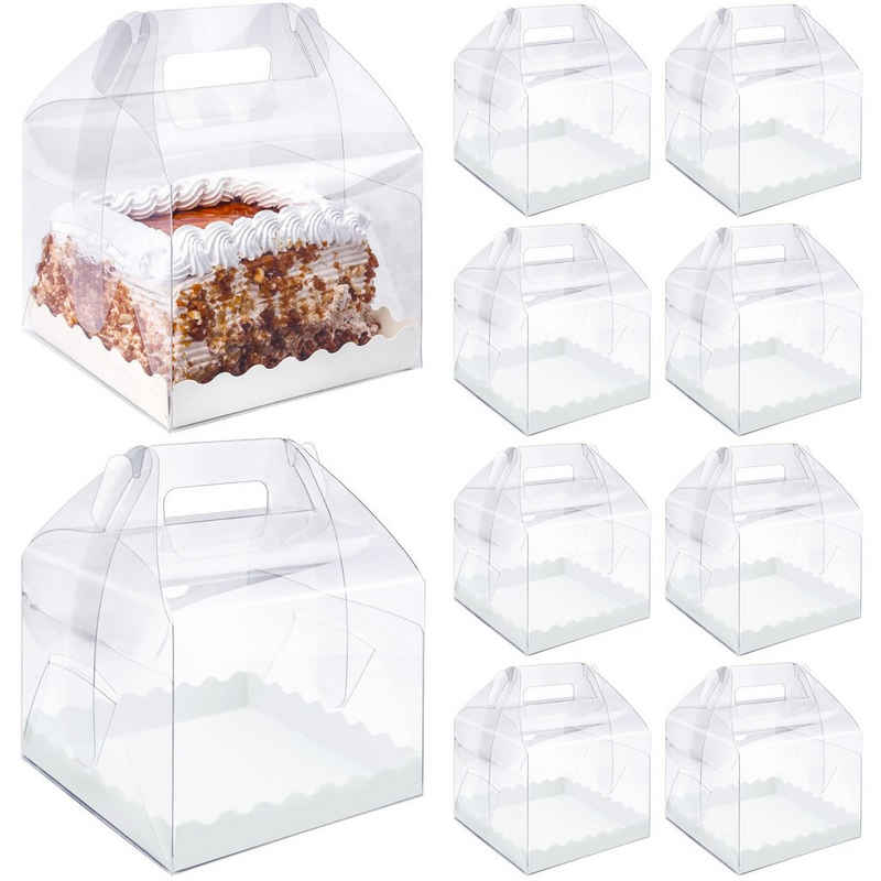 Belle Vous Dekoobjekt BELLE VOUS 10x transparente Kuchen Geschenke Transportbox - 15x15x12cm