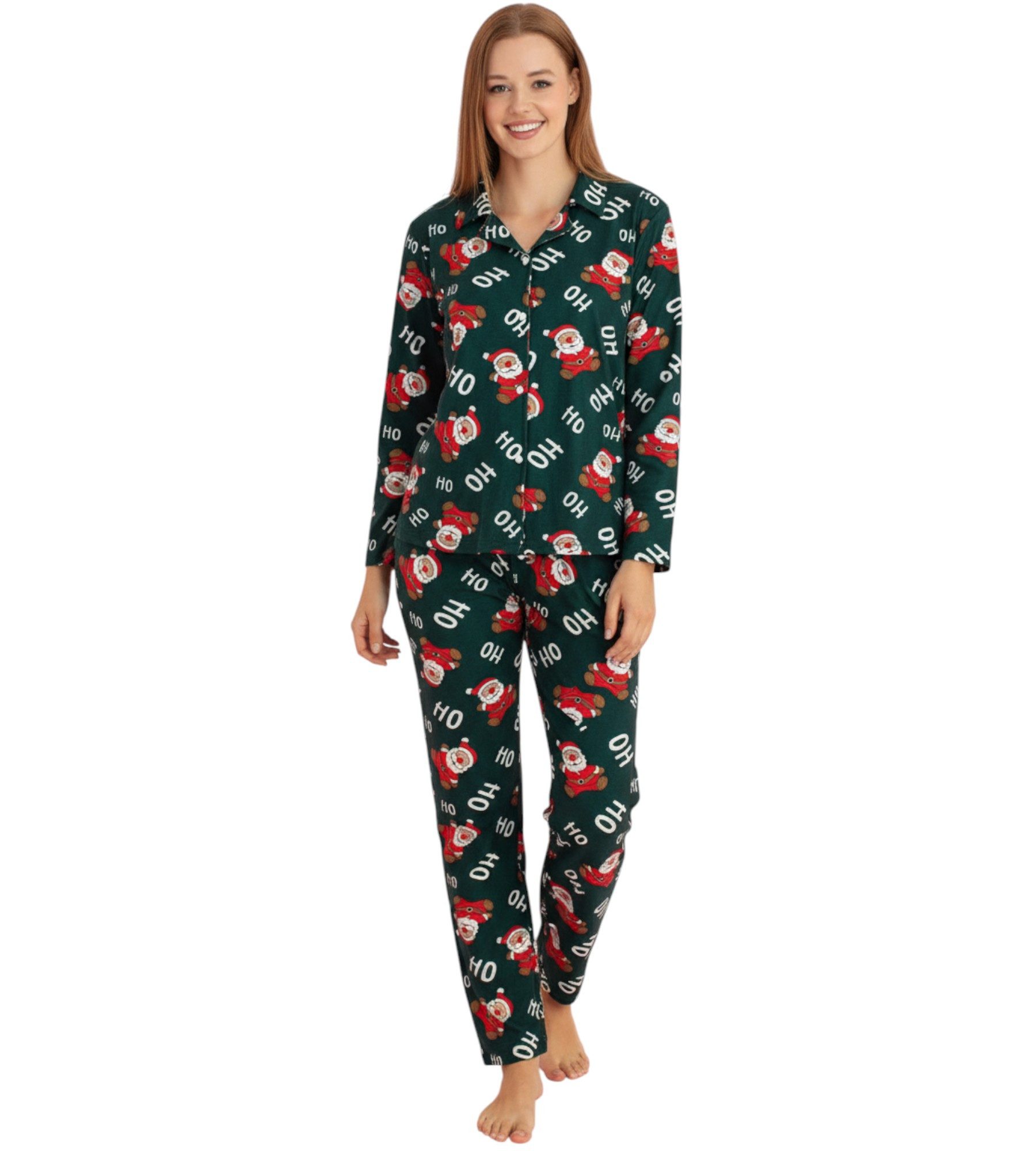 fashionshowcase Pyjama Damen Weihnachts-Schlafanzug Winter Hausanzug Santa günstig online kaufen