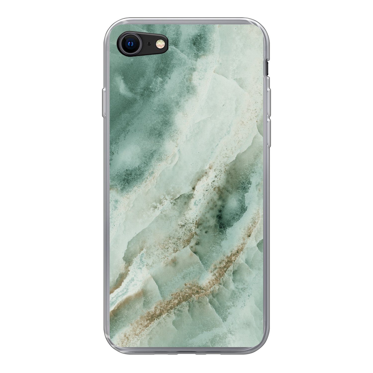 MuchoWow Handyhülle für Apple iPhone 7 Naturstein - Grün - Chic, Smartphone-Bumper, Print, Handy Schutzhülle Dünn