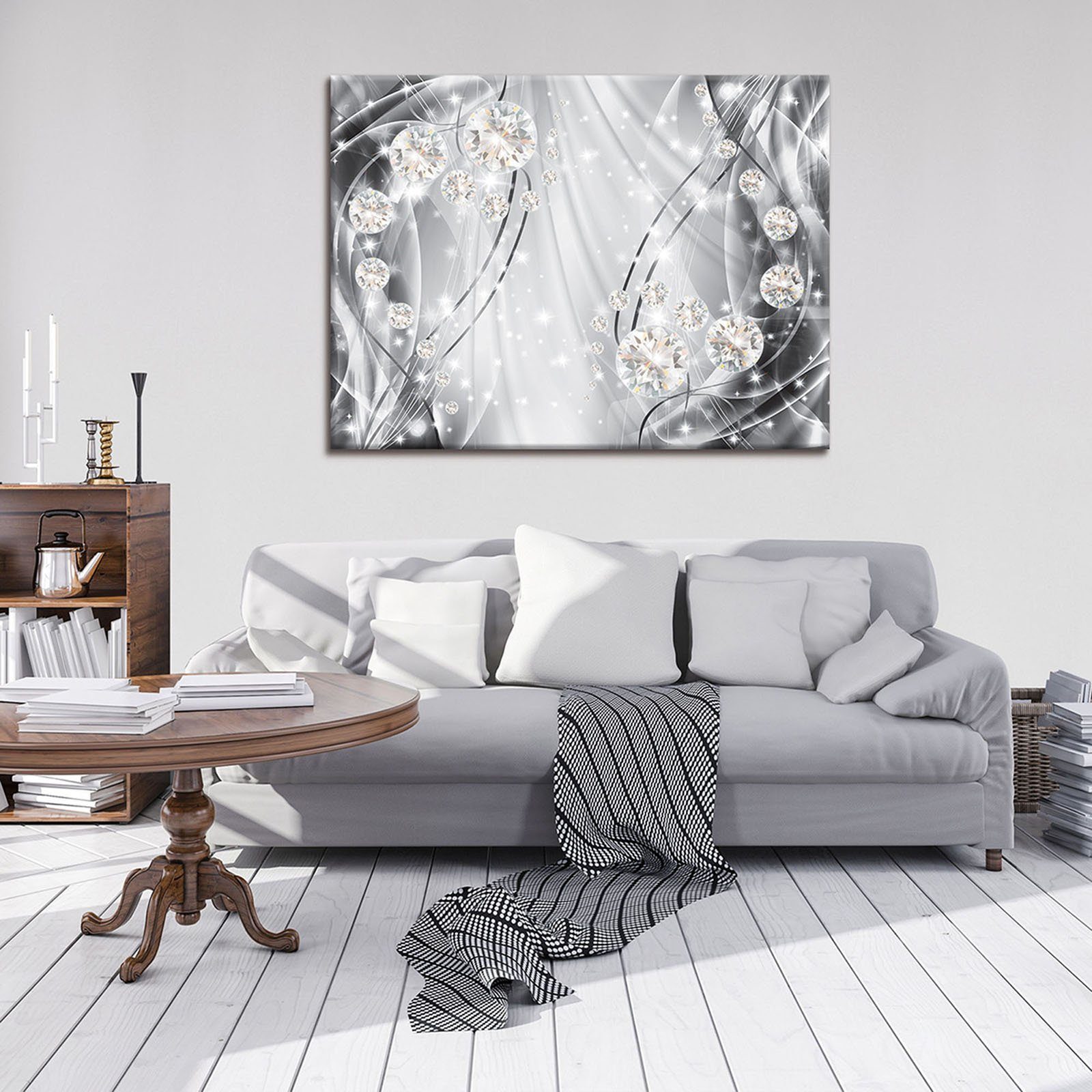 Leinwand Abstrakt Leinwandbild Bild Wandbilder Groß Kunst XXL Kunstdruck Modern Auf Leinwandbilder Diamant Wallarena Canvas (Einteilig), Luxus Bilder Wandbild Aufhängefertig Modern Wohnzimmer Schlafzimmer, für