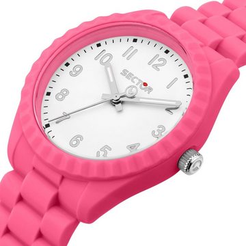 Sector Quarzuhr Sector Damen Armbanduhr Analog, Damen Armbanduhr rund, groß (ca. 42mm), Silikonarmband rosa, Fashion