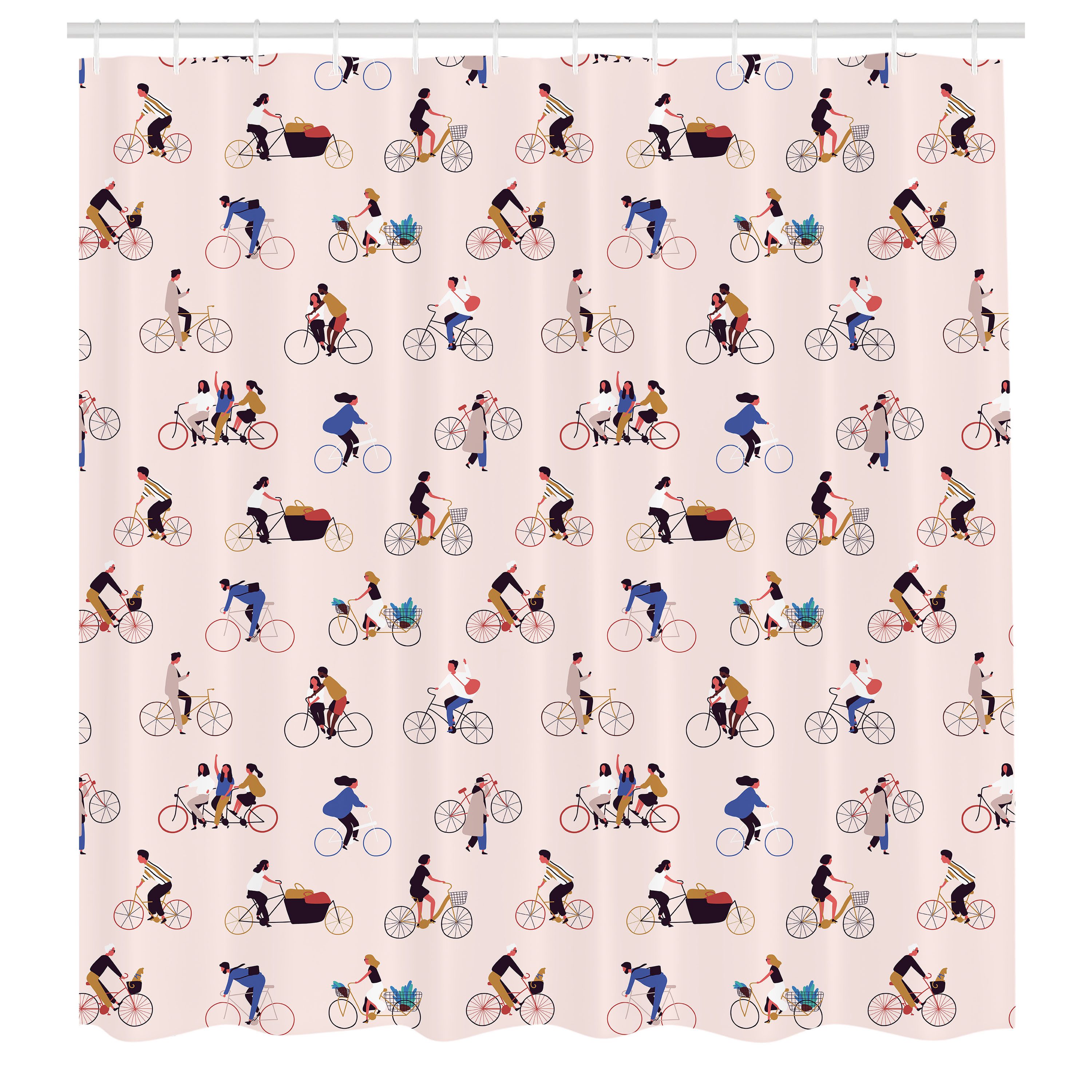 Abakuhaus Duschvorhang Moderner Digitaldruck mit 12 Haken auf Stoff Wasser Resistent Breite 175 cm, Höhe 180 cm, Fahrrad Männer und Frauen auf Fahrrädern Kunst. Reduzierter Preis € 23,99. Unverbindliche Preisempfehlung € 36,99
