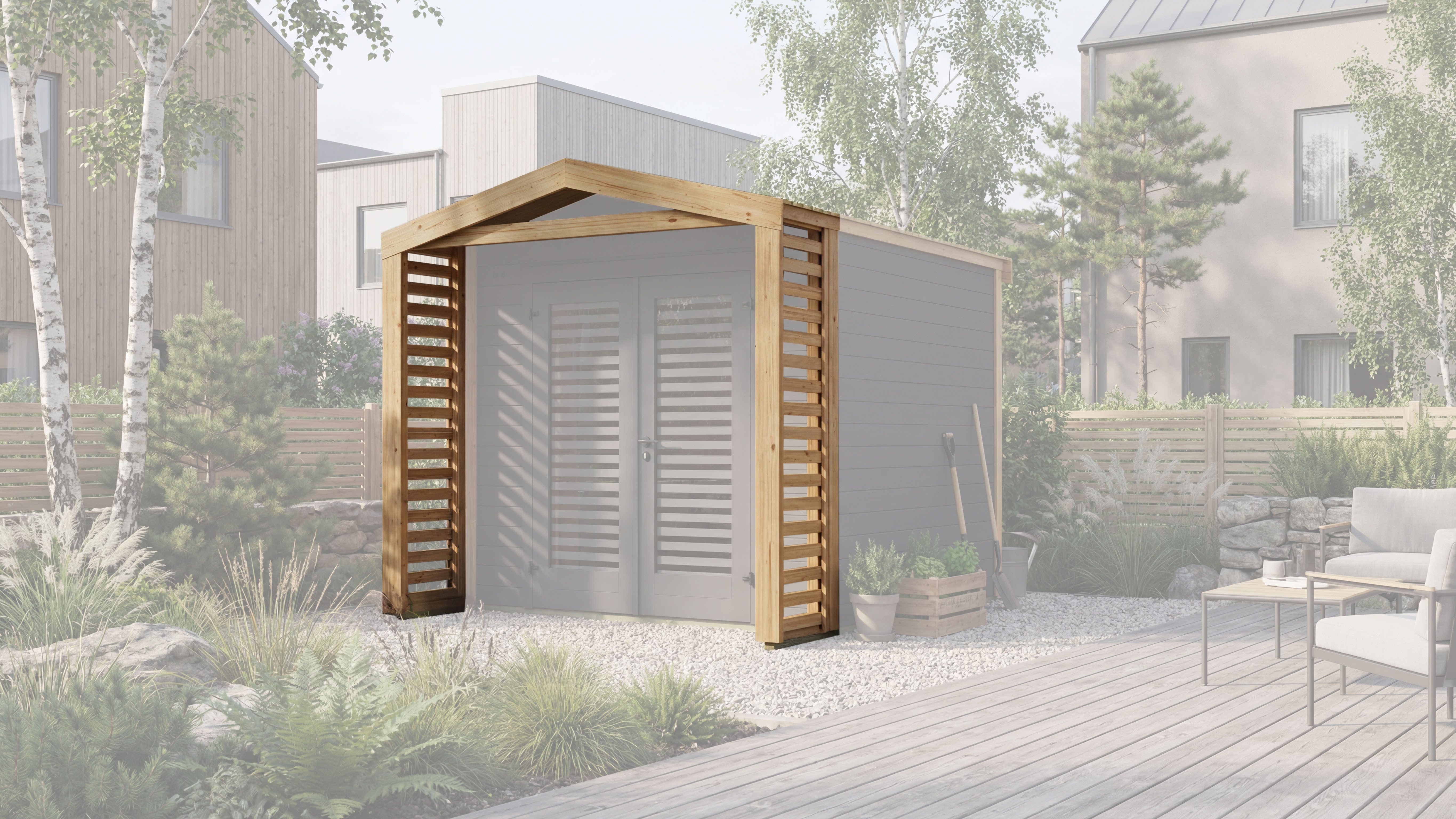 weka Gartenhaus-Anbaudach optionale Erweiterung für Gartenhaus Killarney, BxT: 308x56 cm
