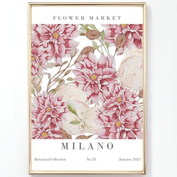 homestyle-accessoires Poster Bilderset FLOWER MARKET FLORENCE MILANO 3er SET, Ohne Bilderrahmen