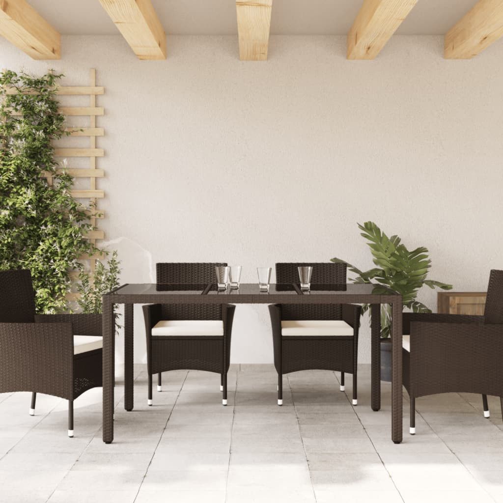 vidaXL Gartentisch Gartentisch mit Glasplatte Braun günstig online kaufen