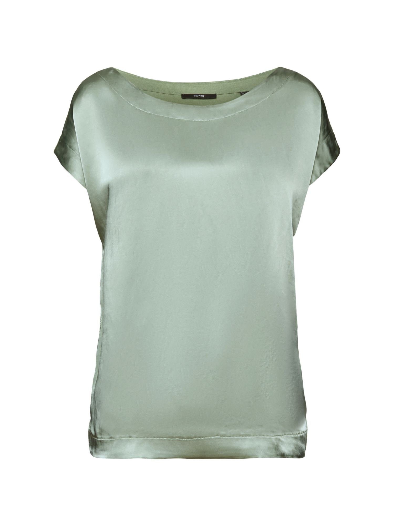 Esprit Collection T-Shirt PALE Materialmix, LENZING™ KHAKI (1-tlg) T-Shirt aus ECOVERO™