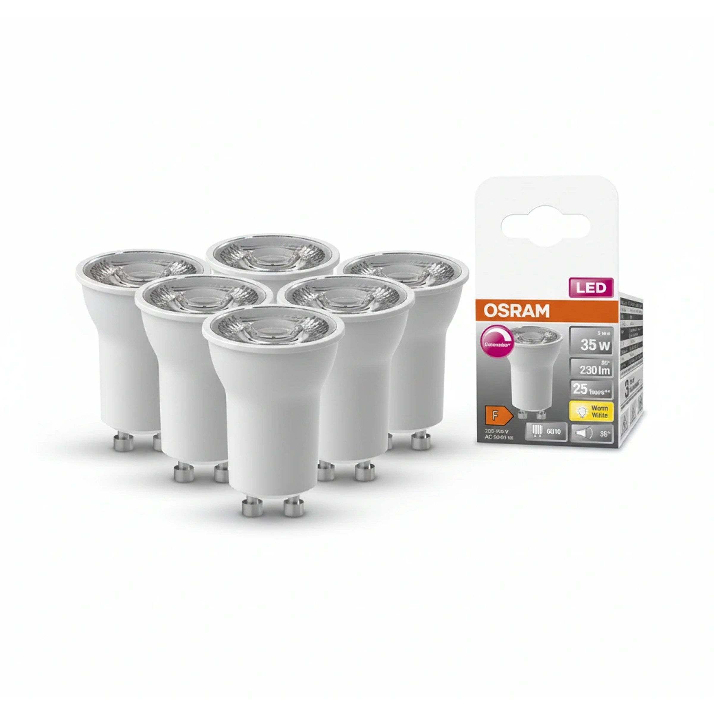 Osram LED-Leuchtmittel Osram LED Superstar PAR11 – 3W GU10 dimmbar 2700K (6er-Pack), 6 St.